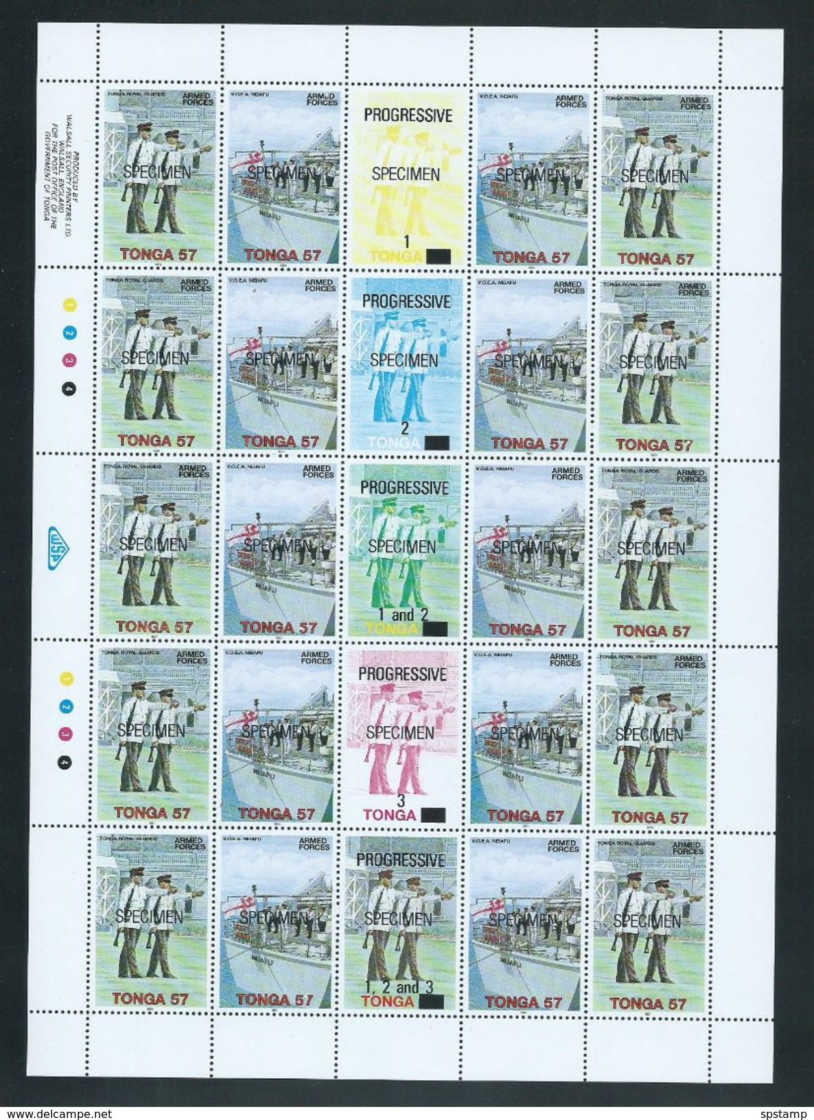 Tonga 1991 Armed Forces Set Of 3 Pairs X 10 In Full Sheets With Gutters & Margins MNH Specimen O/P - Tonga (1970-...)