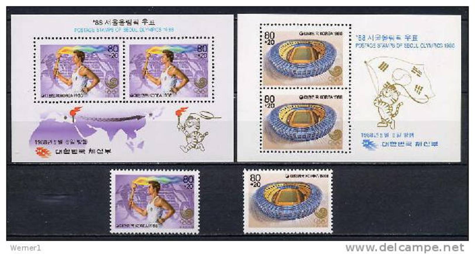 South Korea 1988 Olympic Games Seoul Set Of 2 + 2 S/s MNH - Estate 1988: Seul