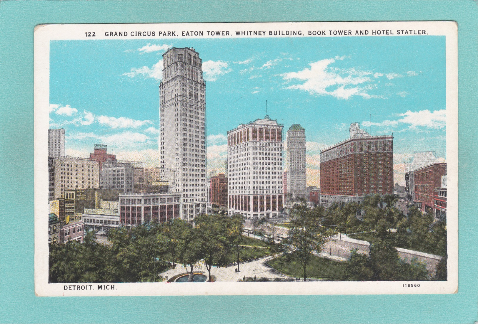 Old Postcard Of Grand Circus Park,Whitney Buildings,Detroit,Michigan,USA.Y38. - Detroit