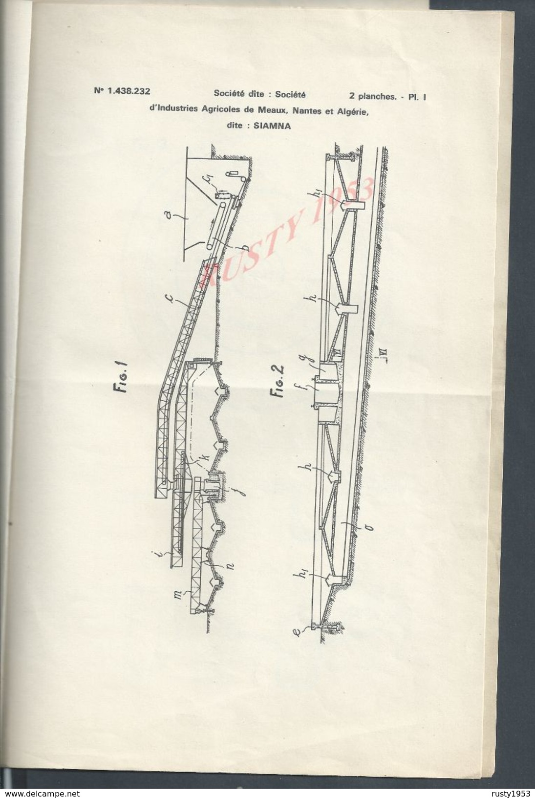 SOCIETE SIAMNA AGRICOLE DE MEAUX NANTES ALGERIE BREVET D INVENTION FRANQUET STOCKAGE DES BETTERAVES EN SUCRERIE VILLENOY - Matériel Et Accessoires