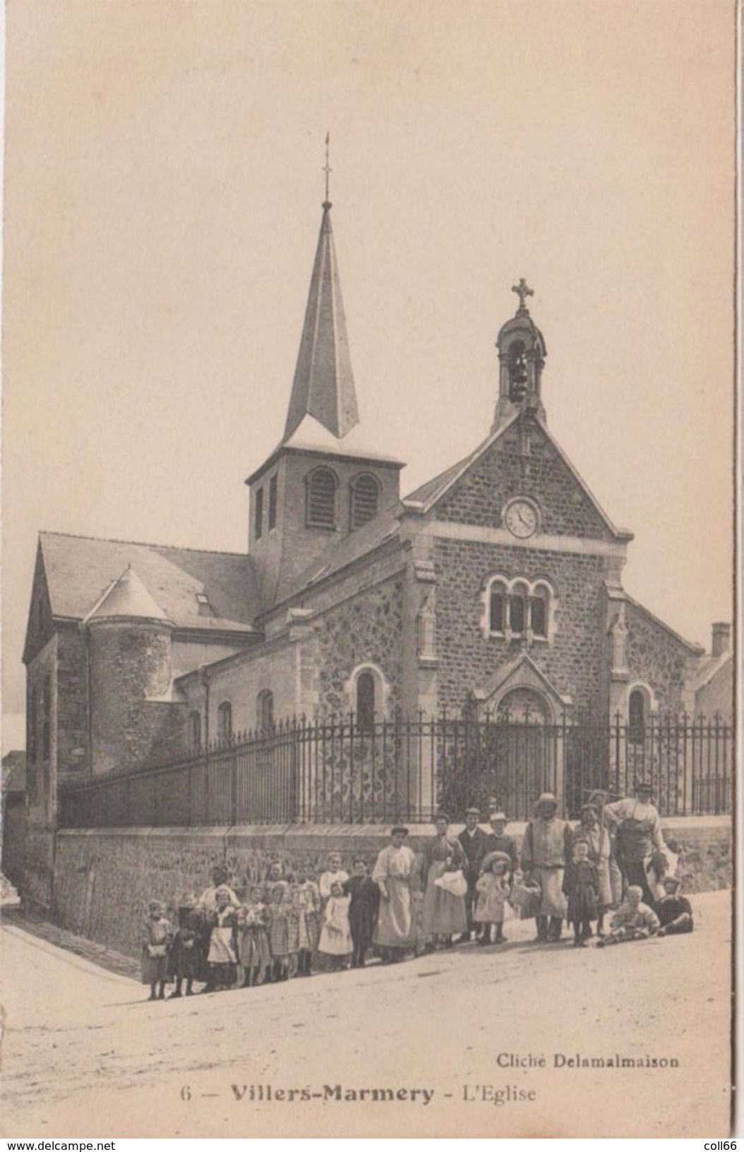 51 Villers Marmery 191??? L'église Groupe TB Animée éditeur Cliché Delamalmaison N°6 Dos Scanné - Autres & Non Classés