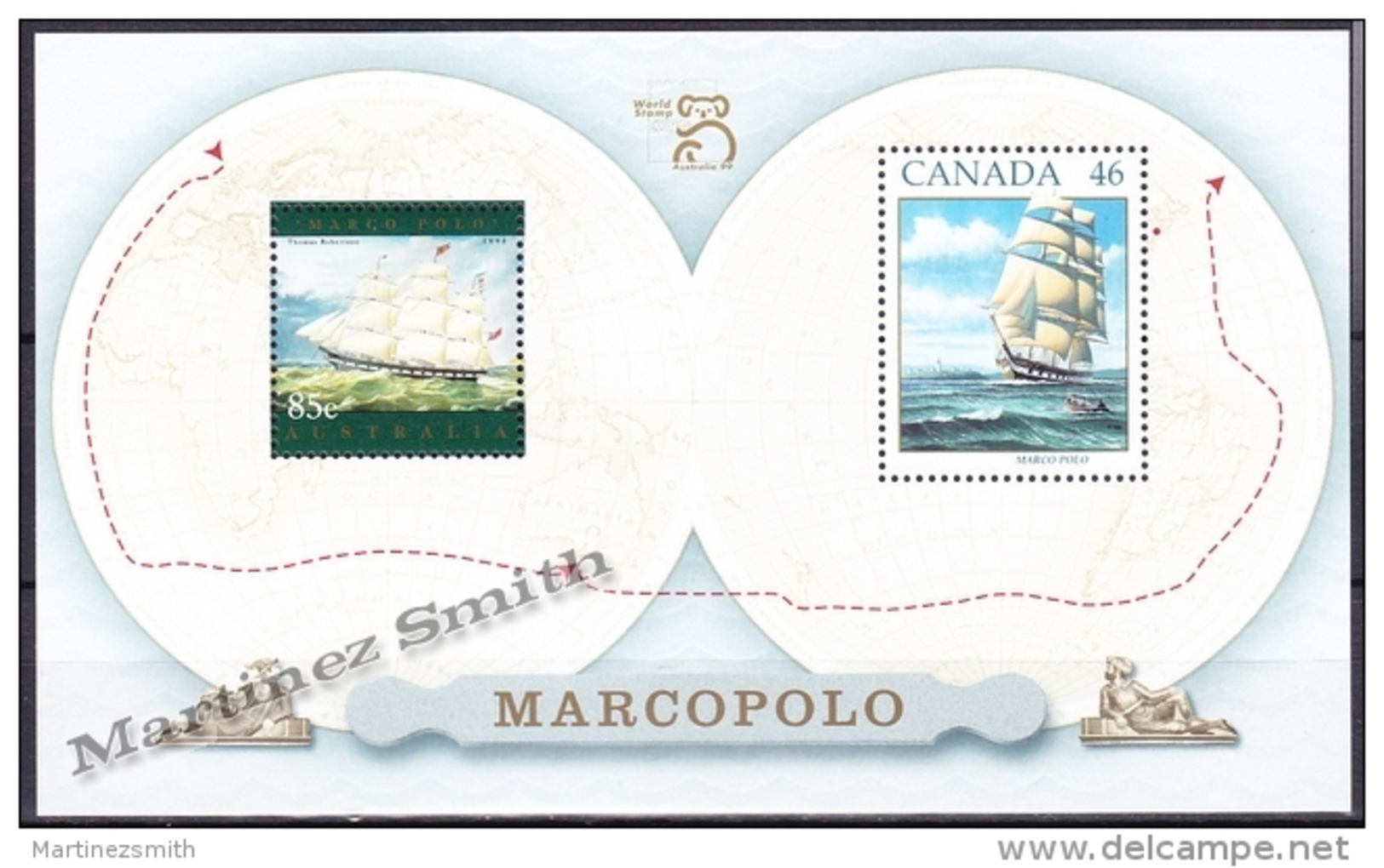 Australie - Australia 1999 Yvert BF 55, Maritime Links, Joint Issue With Canada - Miniature Sheet - MNH - Blocks & Sheetlets