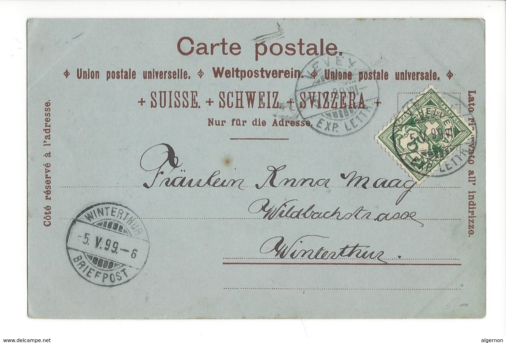 17134 - Souvenir De Vevey Vue Générale Cachet 1899 - Vevey