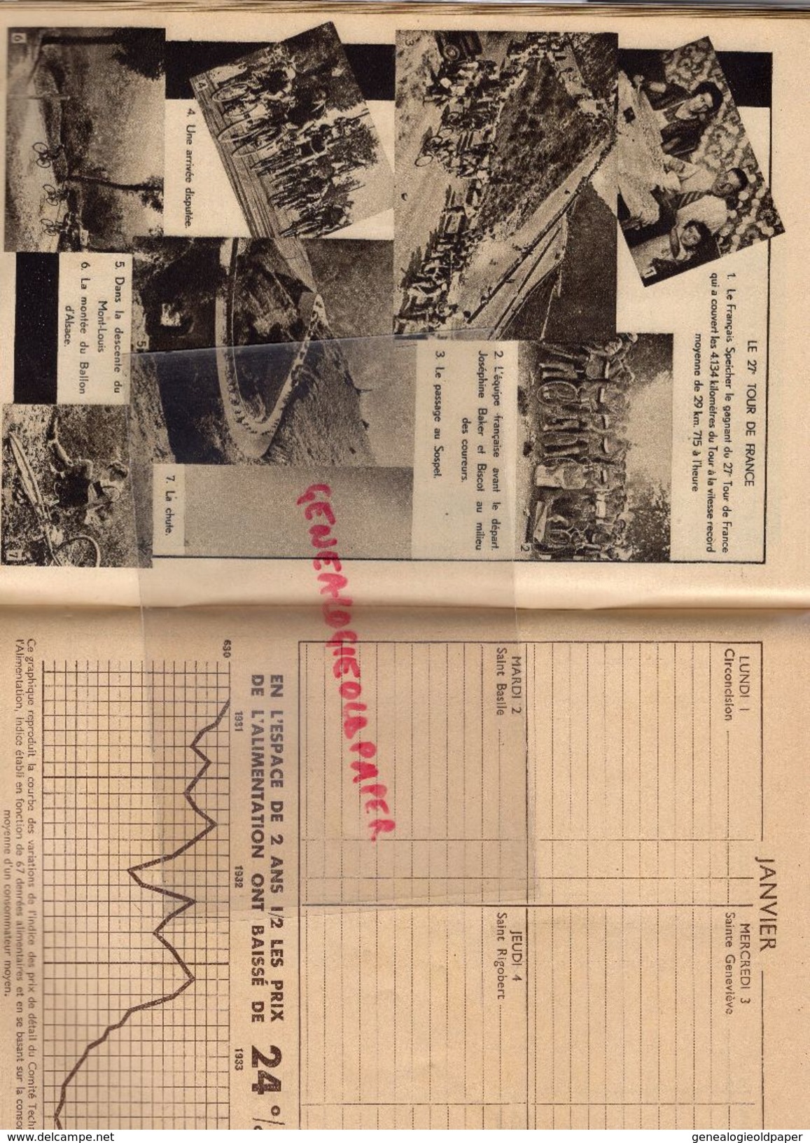 87 -ST SAINT JUNIEN- ALMANACH AGENDA DE LA MENAGERE-1934-EPICERIE MODERNE LABRACHERIE-4 PLACE REPUBLIQUE-ALBERT LEBRUN