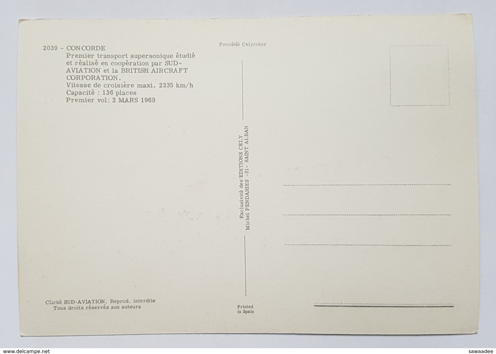 CARTE POSTALE - FRANCE - CONCORDE - EN VOL - CLICHE SUD AVIATION - CELY - 1946-....: Moderne