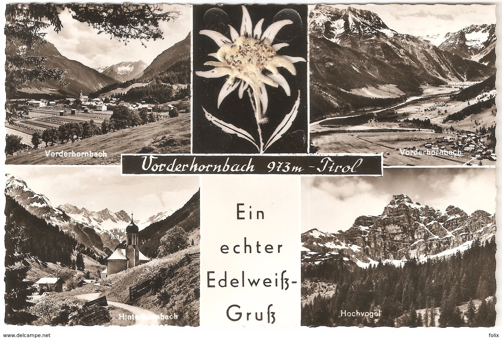 Vorderhornbach - Ein Echter Edelweissgruss - Vorderhornbach 973 M Tirol - Mehrbildkarte - 1968 - Lechtal