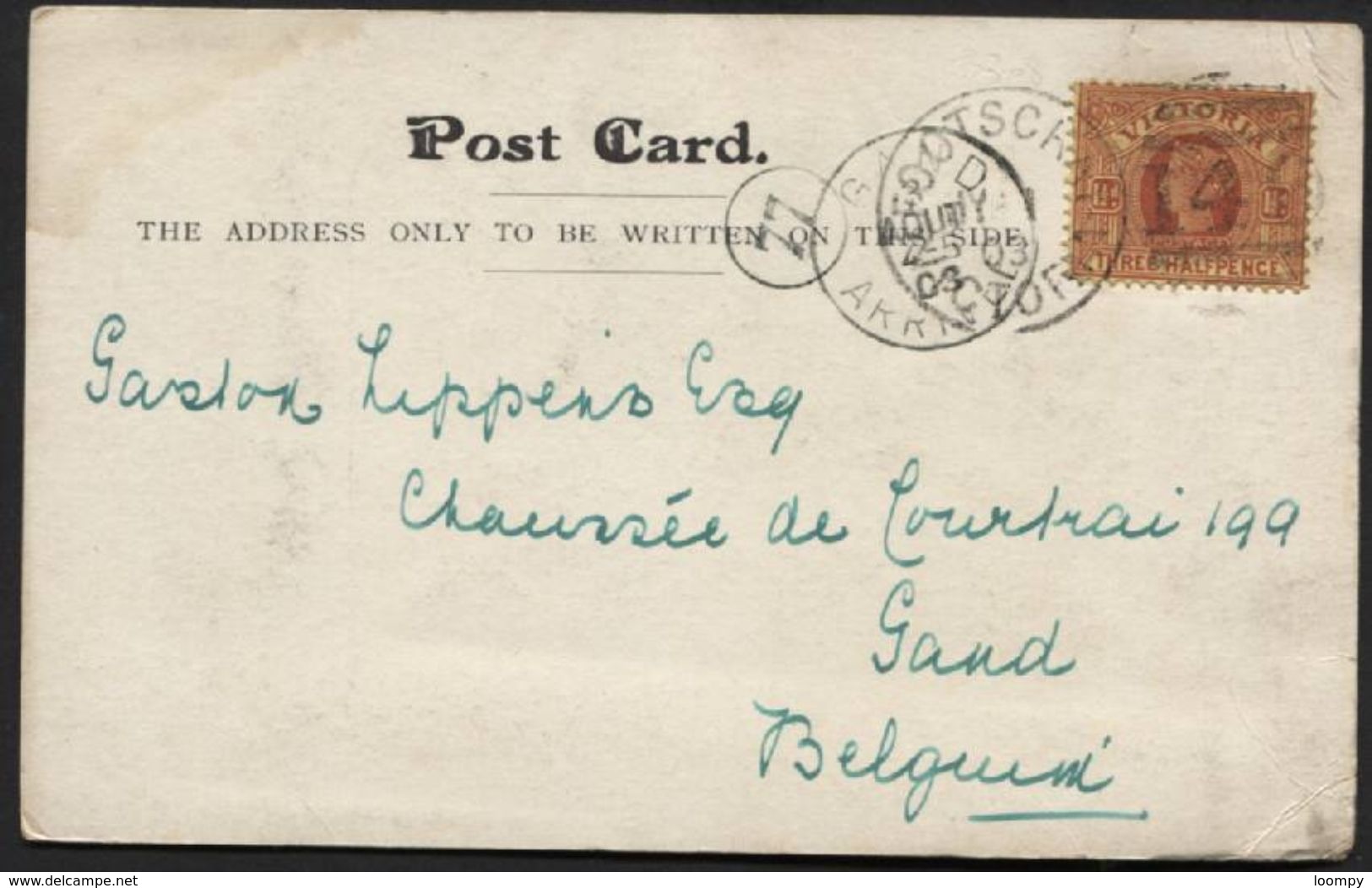 AUSTRALIA VICTORIA Postcard To Belgium 1903. Vew Melbourne (906) - Lettres & Documents