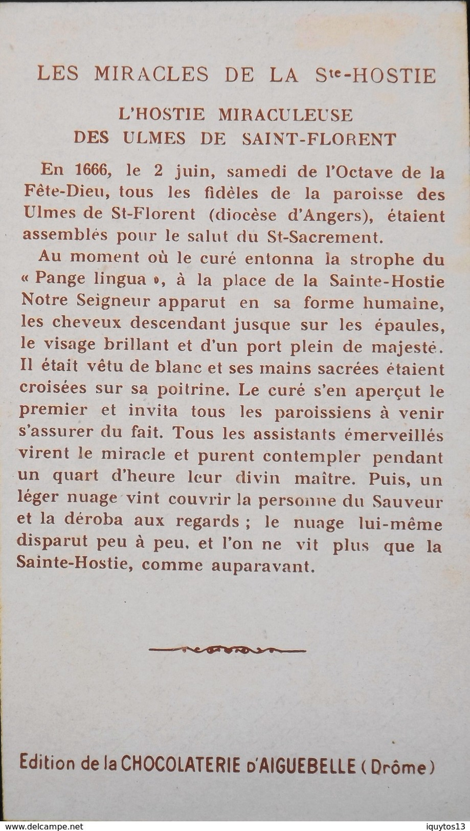 BELLE CHROMO - Edition De La Chocolaterie D'Aiguebelle - Les Miracles De La Ste-Hostie - TBE - Aiguebelle