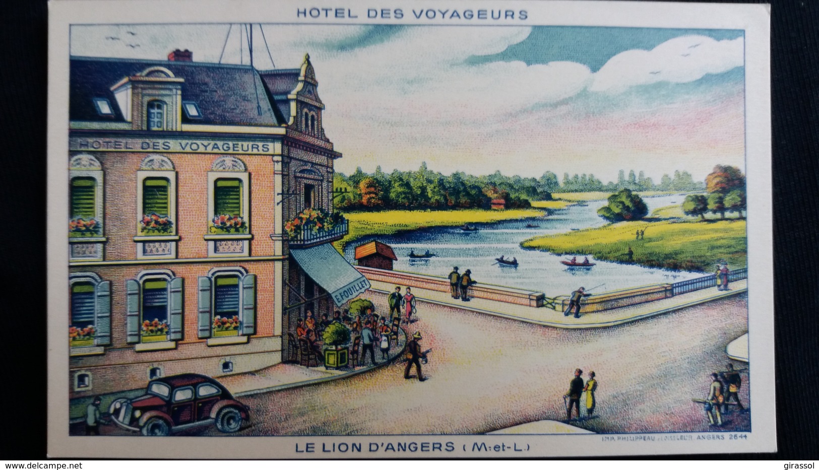 CPA LE LION D ANGERS 49 AU BORD DE L OUDON HOTEL DES VOYAGEURS E FOUILLET DESSIN AUTO - Hotels & Restaurants