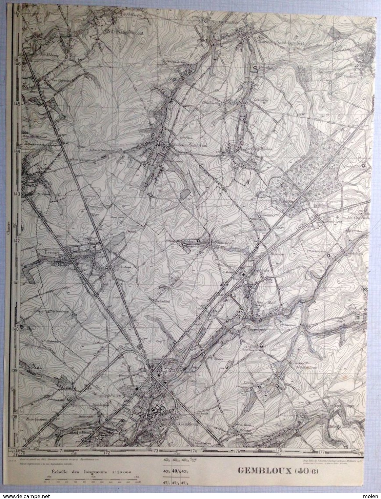 CARTE D ETAT MAJOR 40/6 De 1904 GEMBLOUX ERNAGE WALHAIN ST-PAUL SAUVENIERE TOURINNES-SAINT-LAMBERT PERBAIS ORBAIS S728 - Gembloux