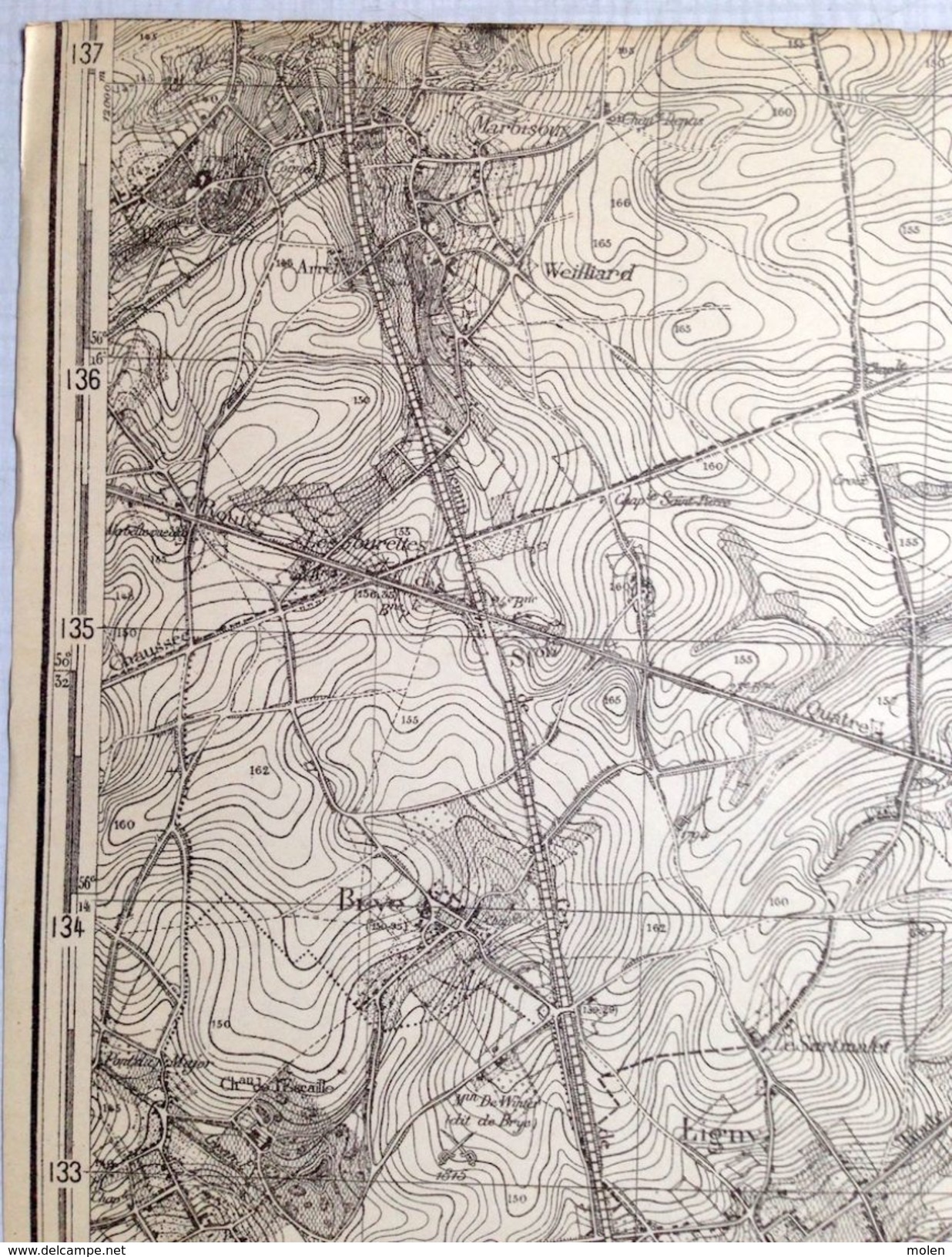 CARTE D ETAT MAJOR 47/1 De 1904 FLEURUS SOMBREFFE LIGNY BRYE BALATRE BOIGNEE  TONGRINNE WANFERCEE-BAULET VELAINE S736 - Fleurus