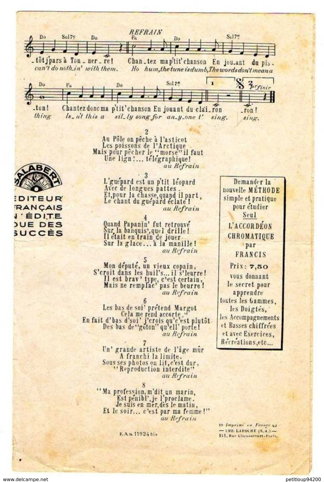 3 PARTITIONS MUSICALES BLANCHE-NEIGE ET LES 7 NAINS  *Tyrolienne Des Mains *Sifflez En Travaillant *Heigh-Ho - Partitions Musicales Anciennes