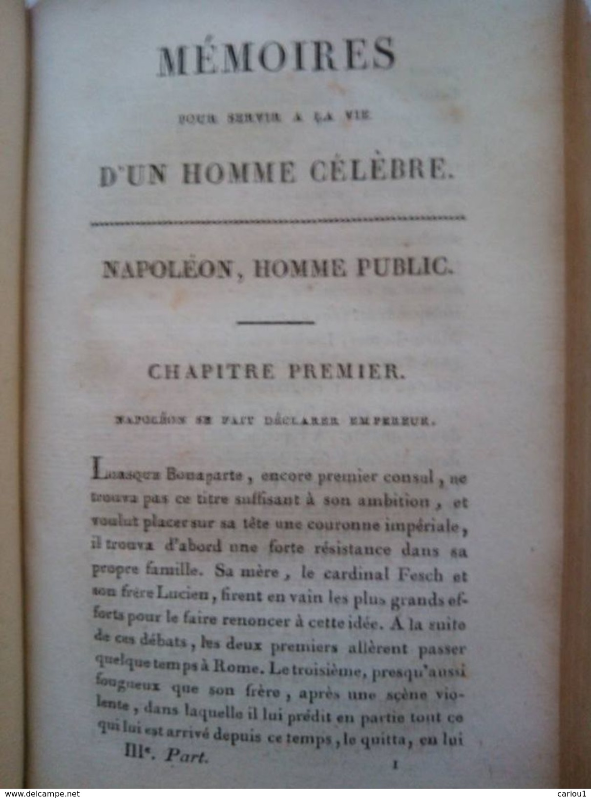 C1 MEMOIRES POUR SERVIR A LA VIE D UN HOMME CELEBRE Complet 1819 NAPOLEON Rare - Français