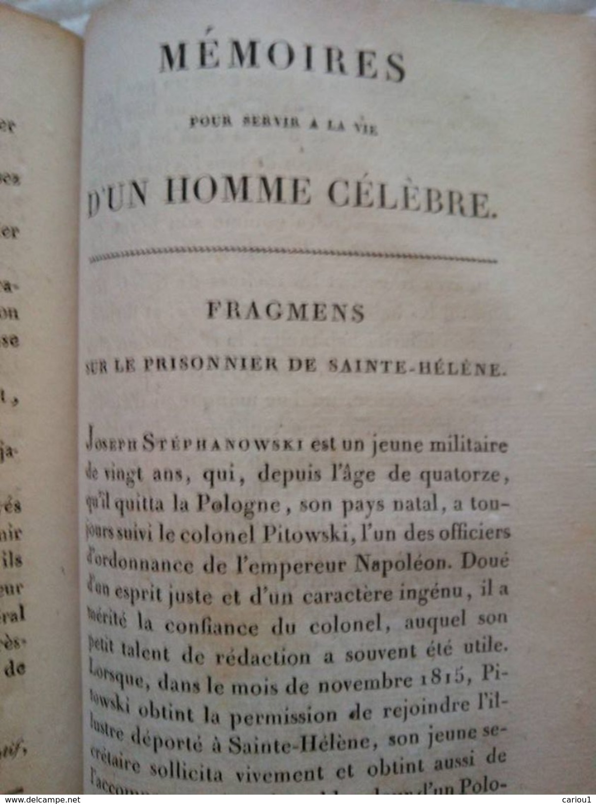 C1 MEMOIRES POUR SERVIR A LA VIE D UN HOMME CELEBRE Complet 1819 NAPOLEON Rare - Français