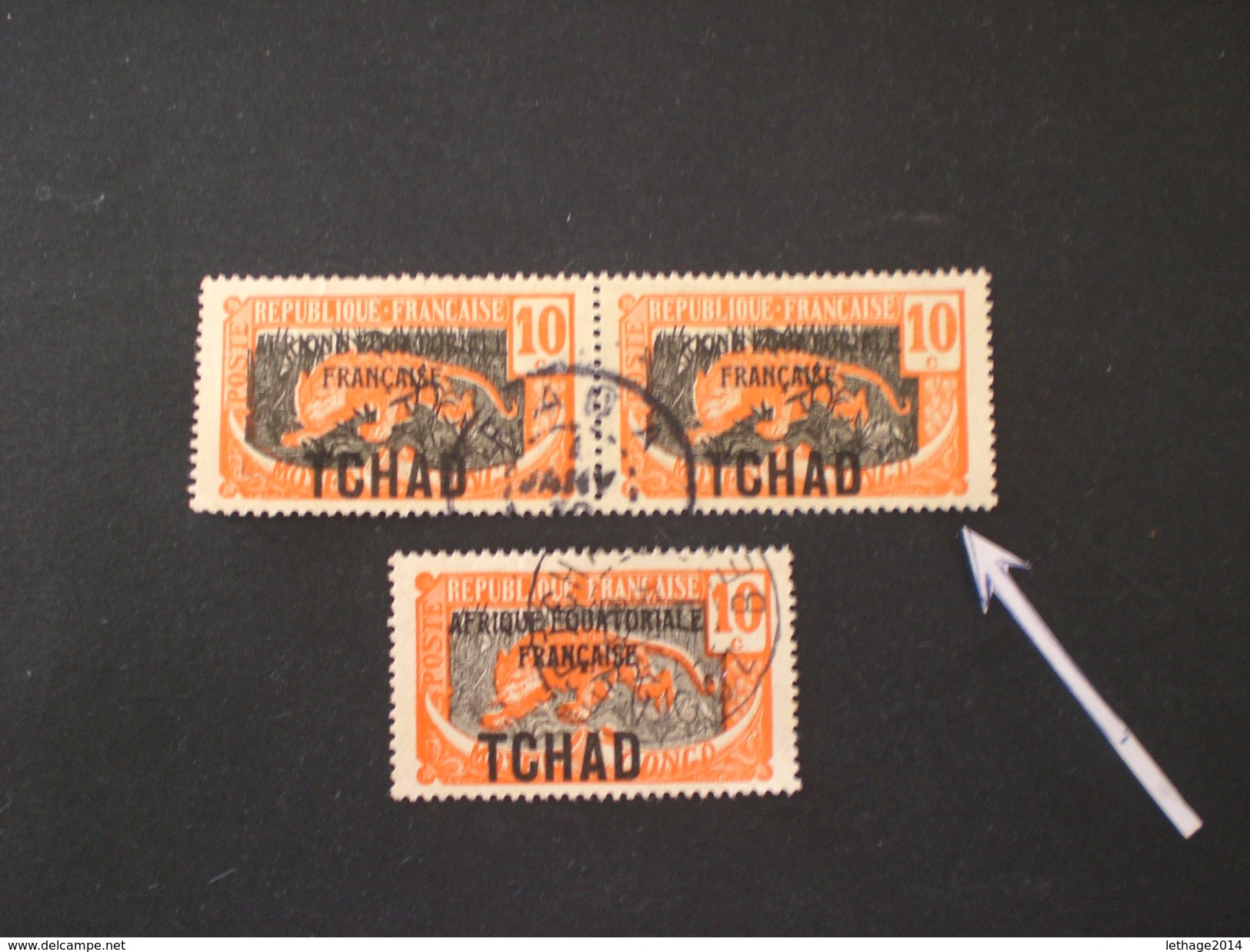 TCHAD CHAD 1925 Panthere Overprinted "AFRIQUE EQUATORIALE FRANCAISE" Color Error Is Not Gray But Black - Oblitérés