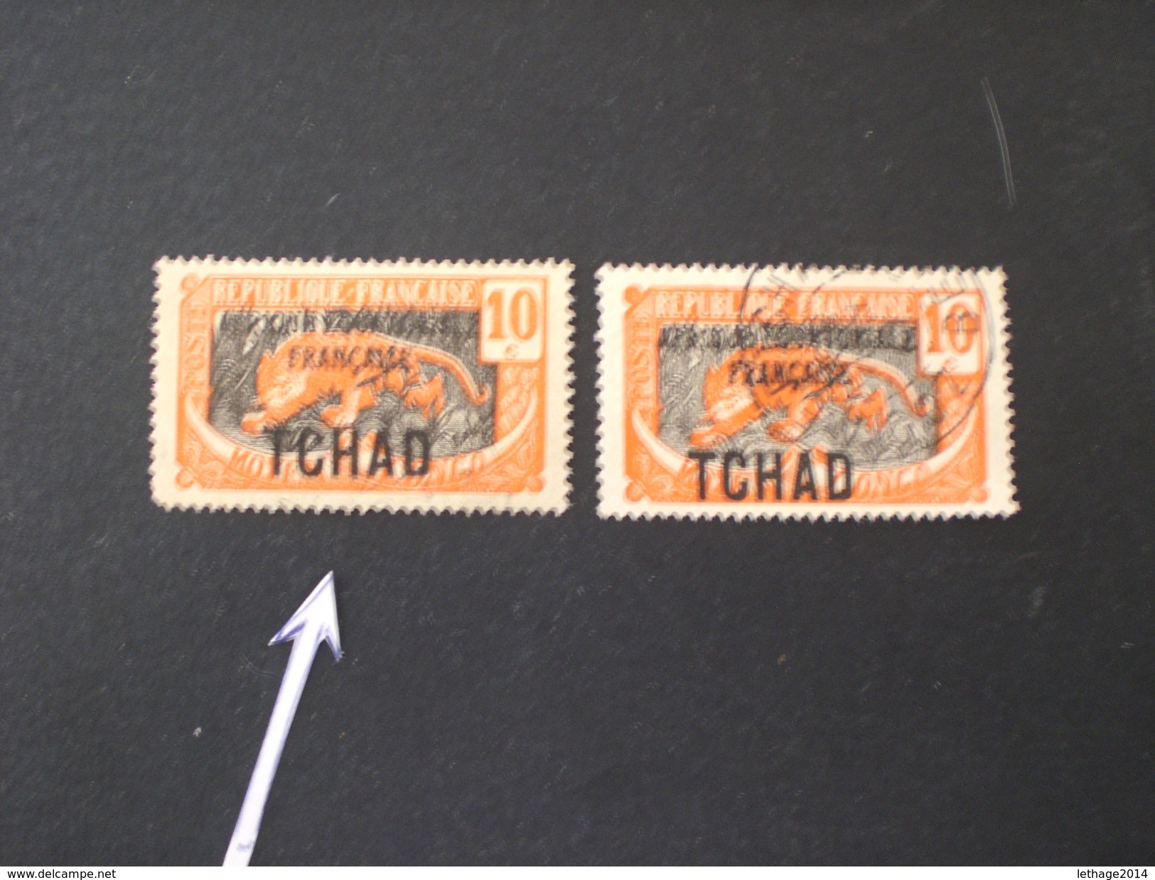 TCHAD CHAD 1925 Panthere Overprinted "AFRIQUE EQUATORIALE FRANCAISE" Color Error Is Not Gray But Black - Gebraucht