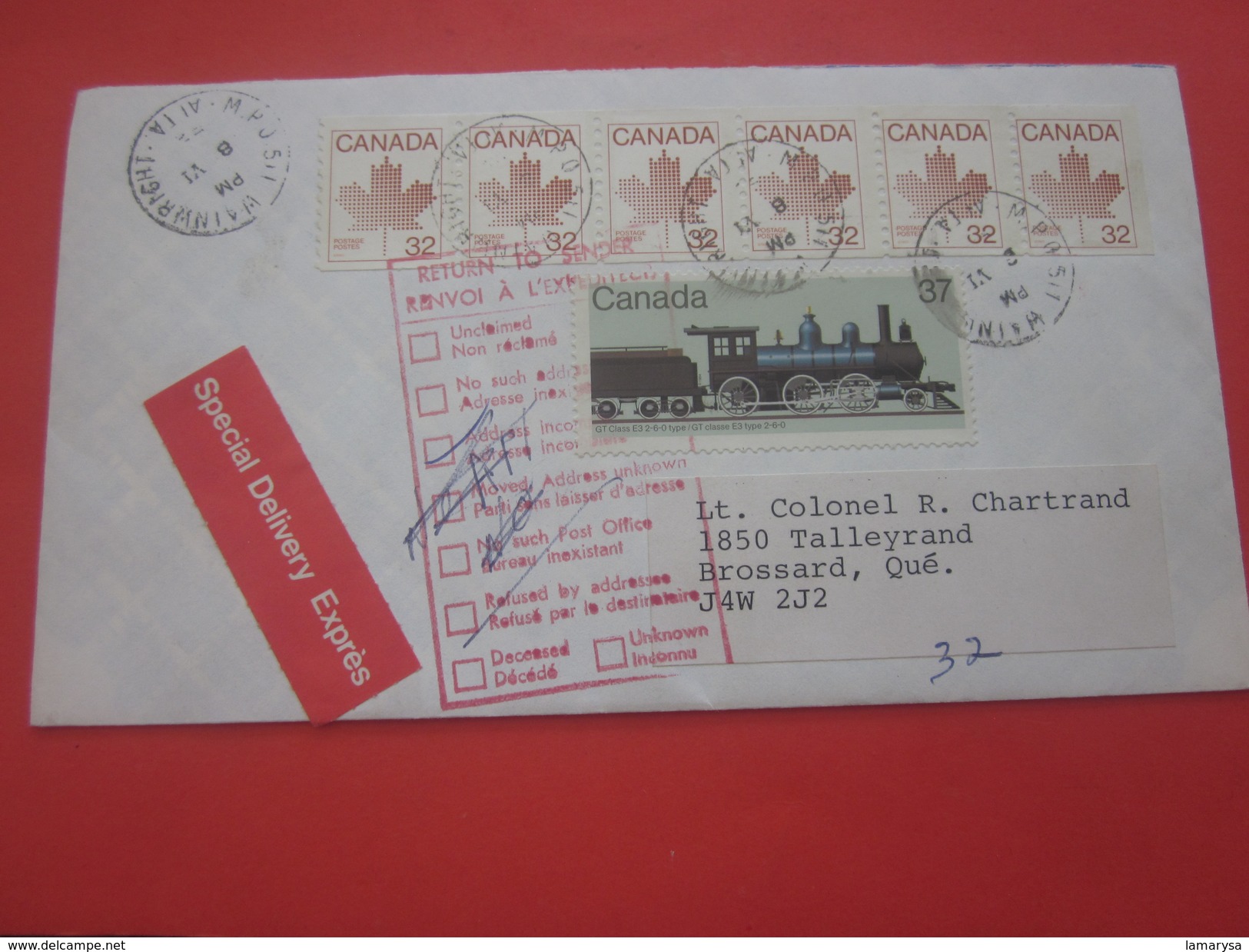 Amérique -Canada-Poste Aérienne Exprès Spécial Delivery- Lettre & Document Marcophilie Par Avion - By Air-mail.. - Luchtpost: Expres