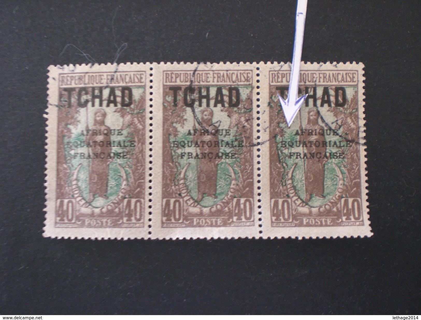 TCHAD CHAD 1924 Femme Bakalois Overprinted "AFRIQUE EQUATORIALE FRANCAISE" ERROR "E" Of Equatorial "K" - Oblitérés