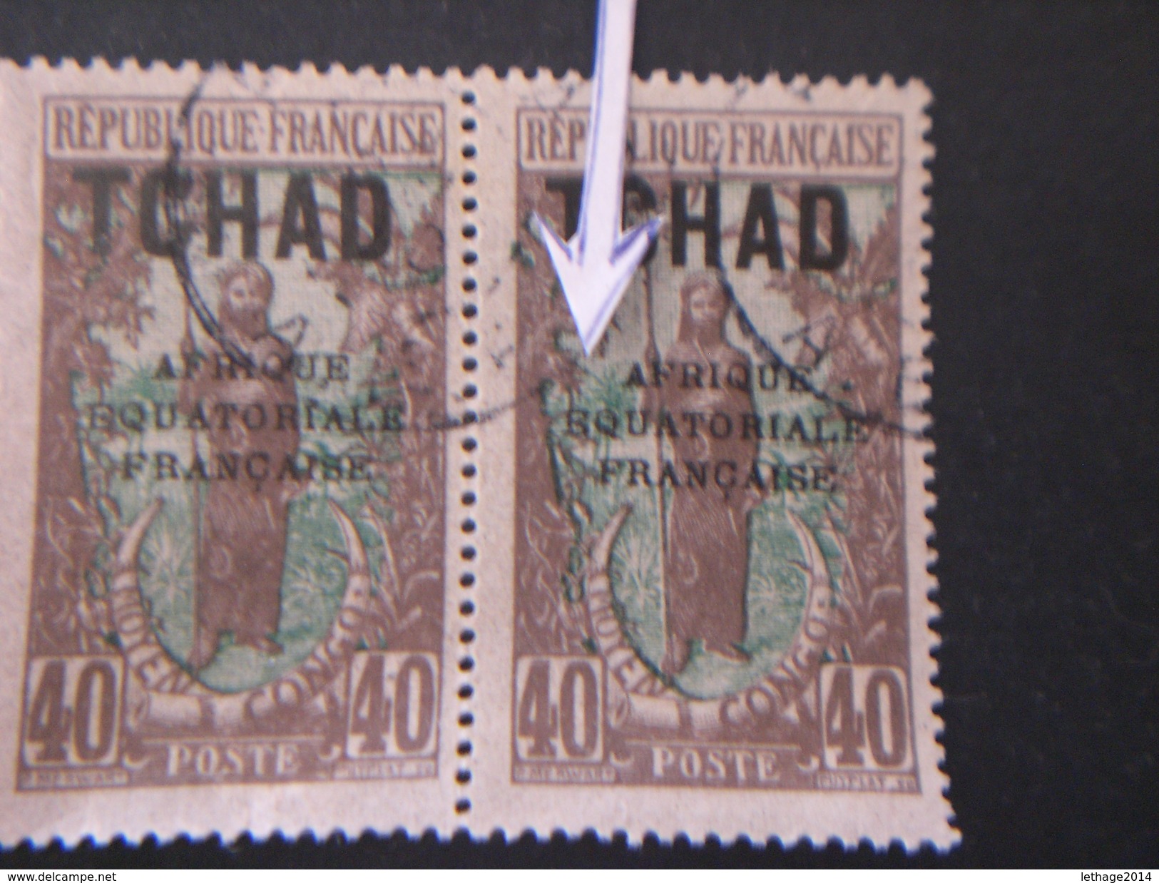 TCHAD CHAD 1924 Femme Bakalois Overprinted "AFRIQUE EQUATORIALE FRANCAISE" ERROR "E" Of Equatorial "K" - Used Stamps