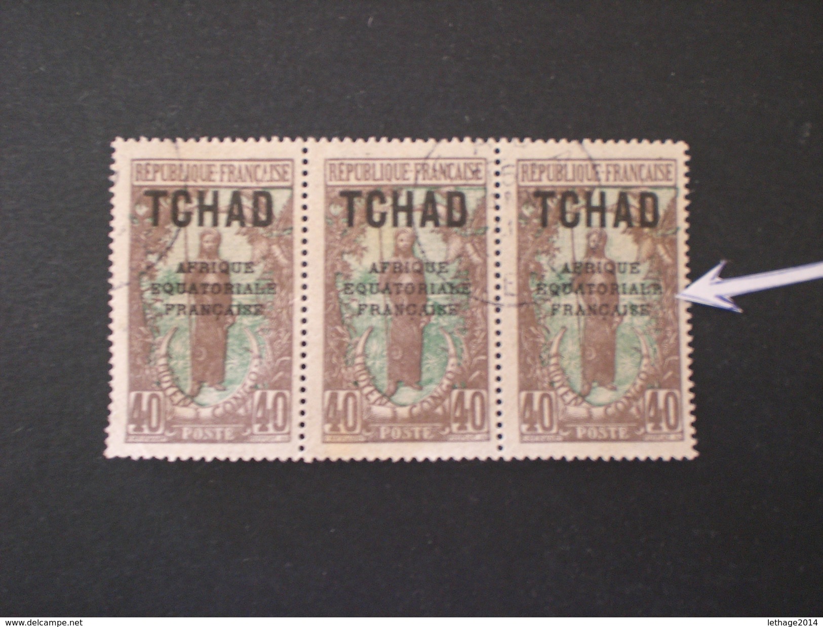 TCHAD CHAD 1924 Femme Bakalois Overprinted "AFRIQUE EQUATORIALE FRANCAISE" ERROR "E" Of Equatorial " Broken - Usados