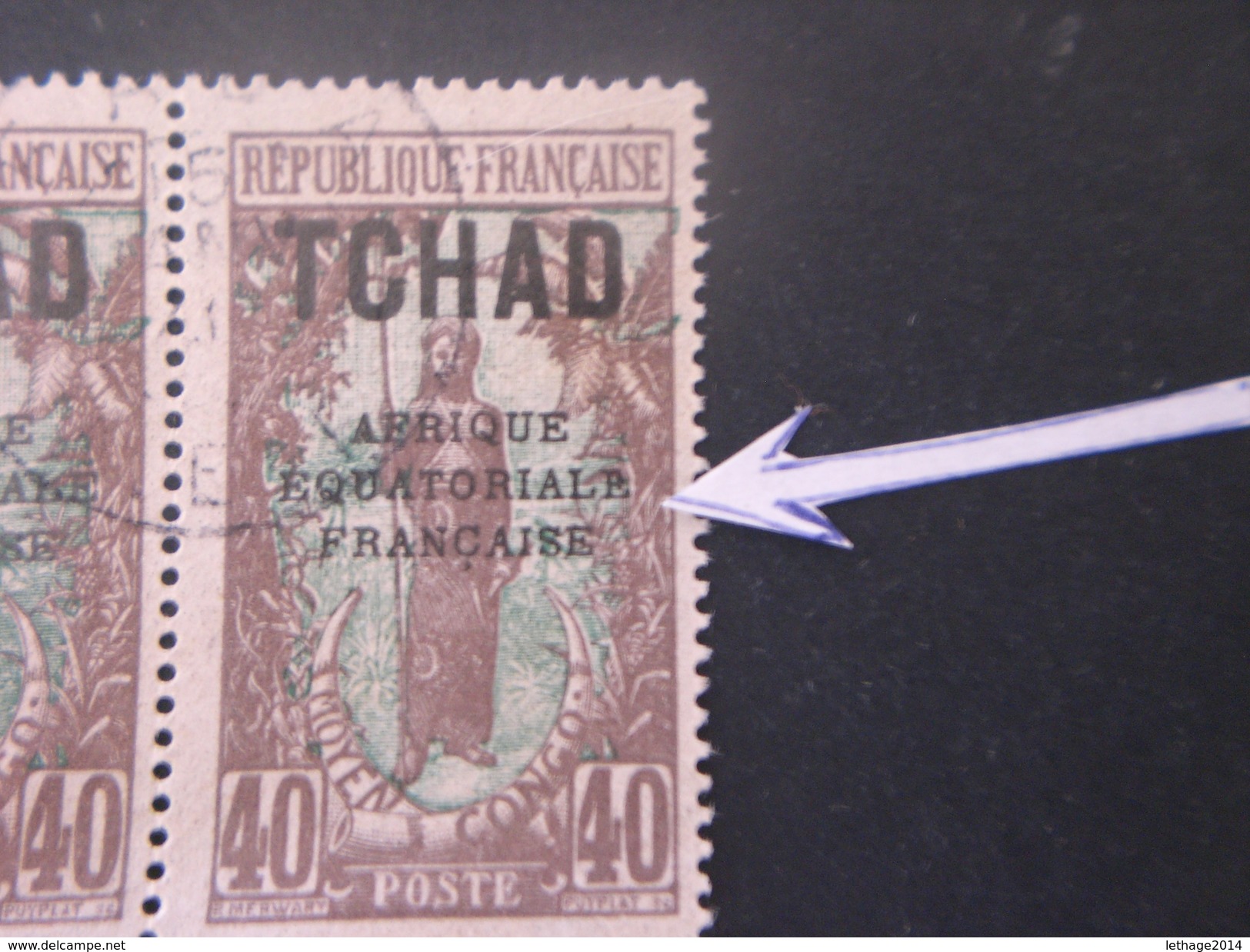 TCHAD CHAD 1924 Femme Bakalois Overprinted "AFRIQUE EQUATORIALE FRANCAISE" ERROR "E" Of Equatorial " Broken - Oblitérés