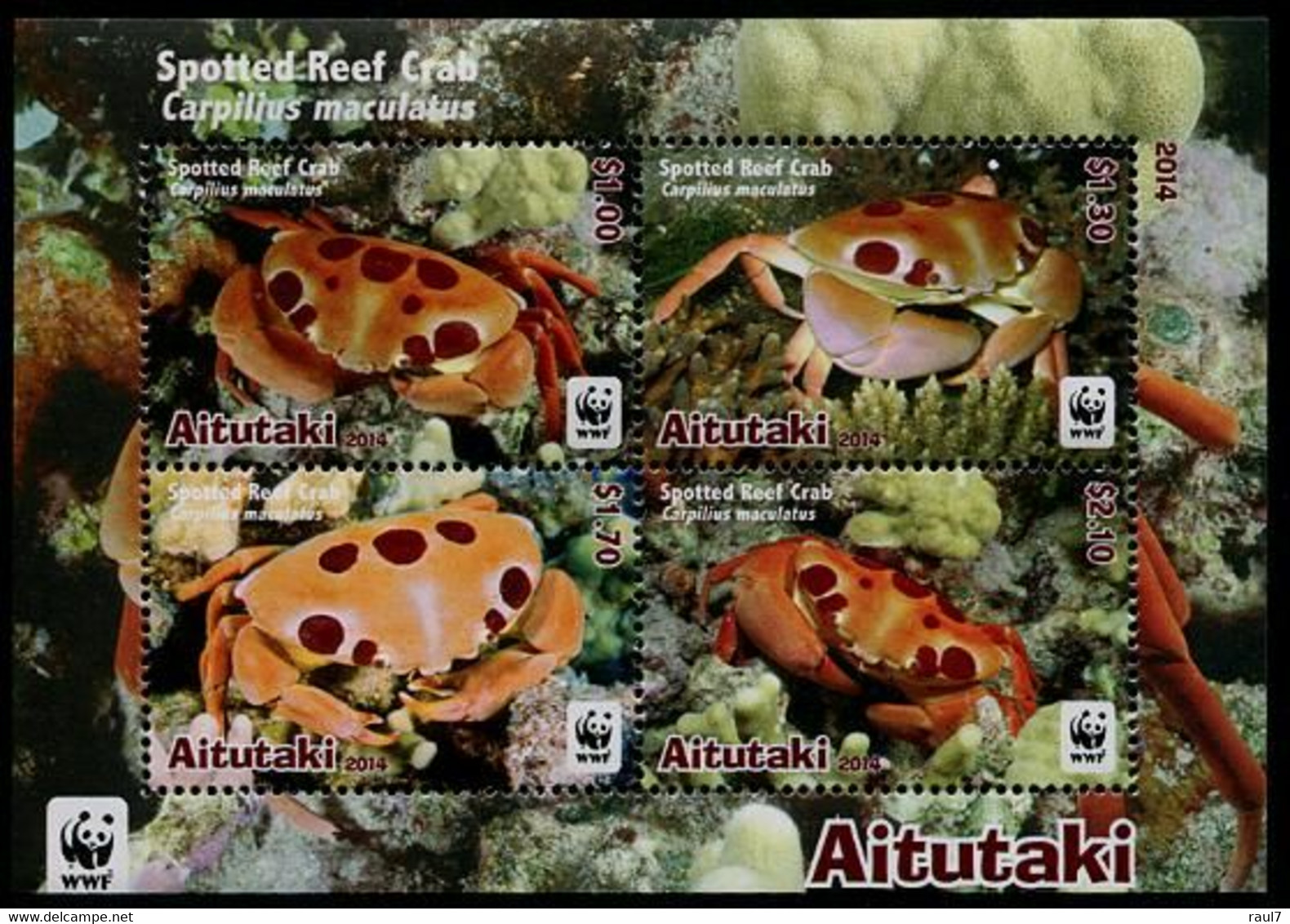 AITUTAKI - 2014 - Faune En Danger, Crabs, WWF  - BF Neufs // Mnh - Aitutaki