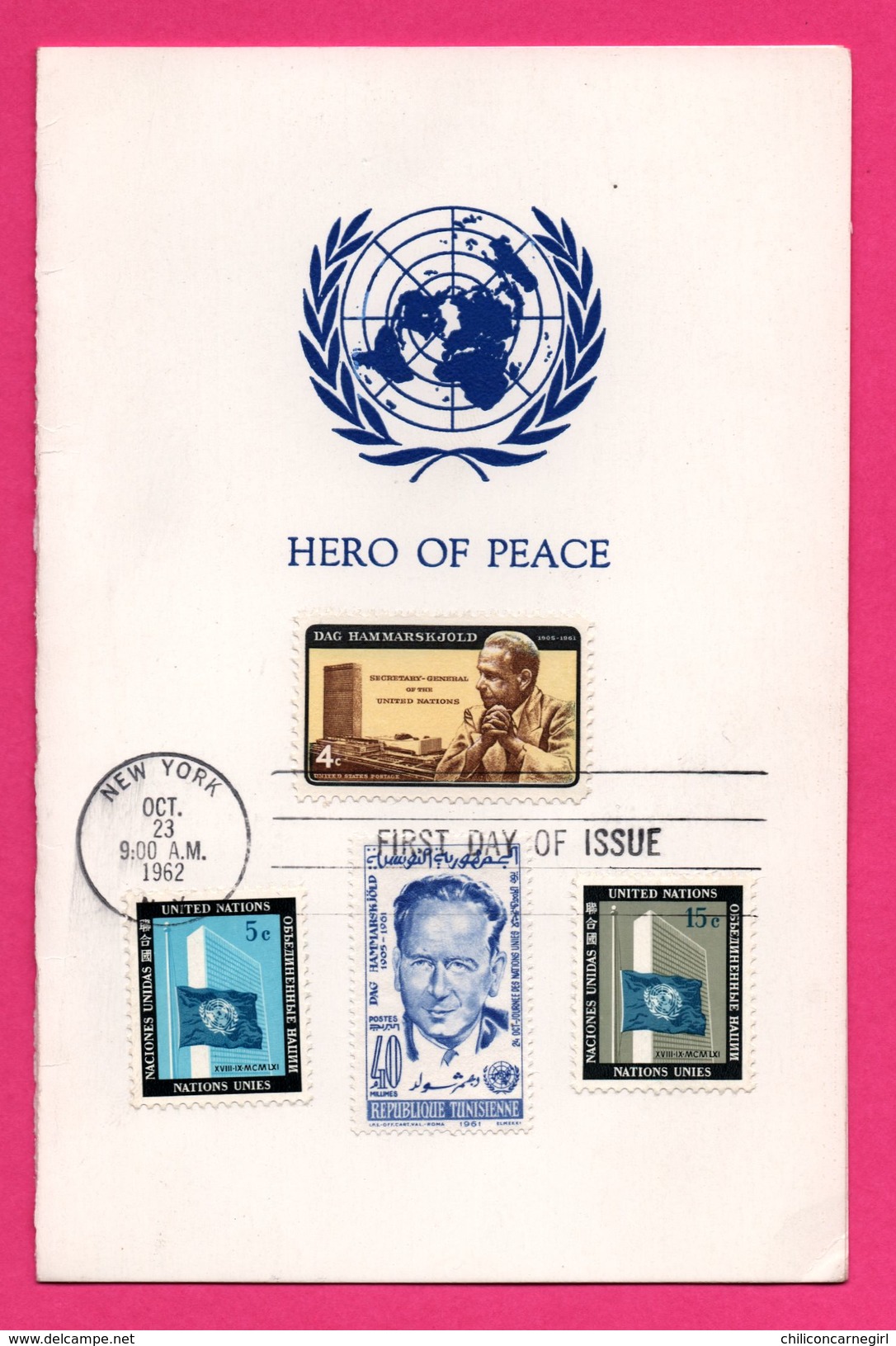 Encart - FDC - New York - Hero Of Peace - Dag Hammarskjold - J.F.K. - 1962 - 1961-1970