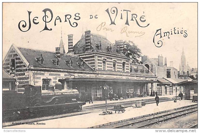 Vitré      35       Intérieur De La Gare De Chemin De Fer ... Je Pars De...       (voir Scan) - Vitre