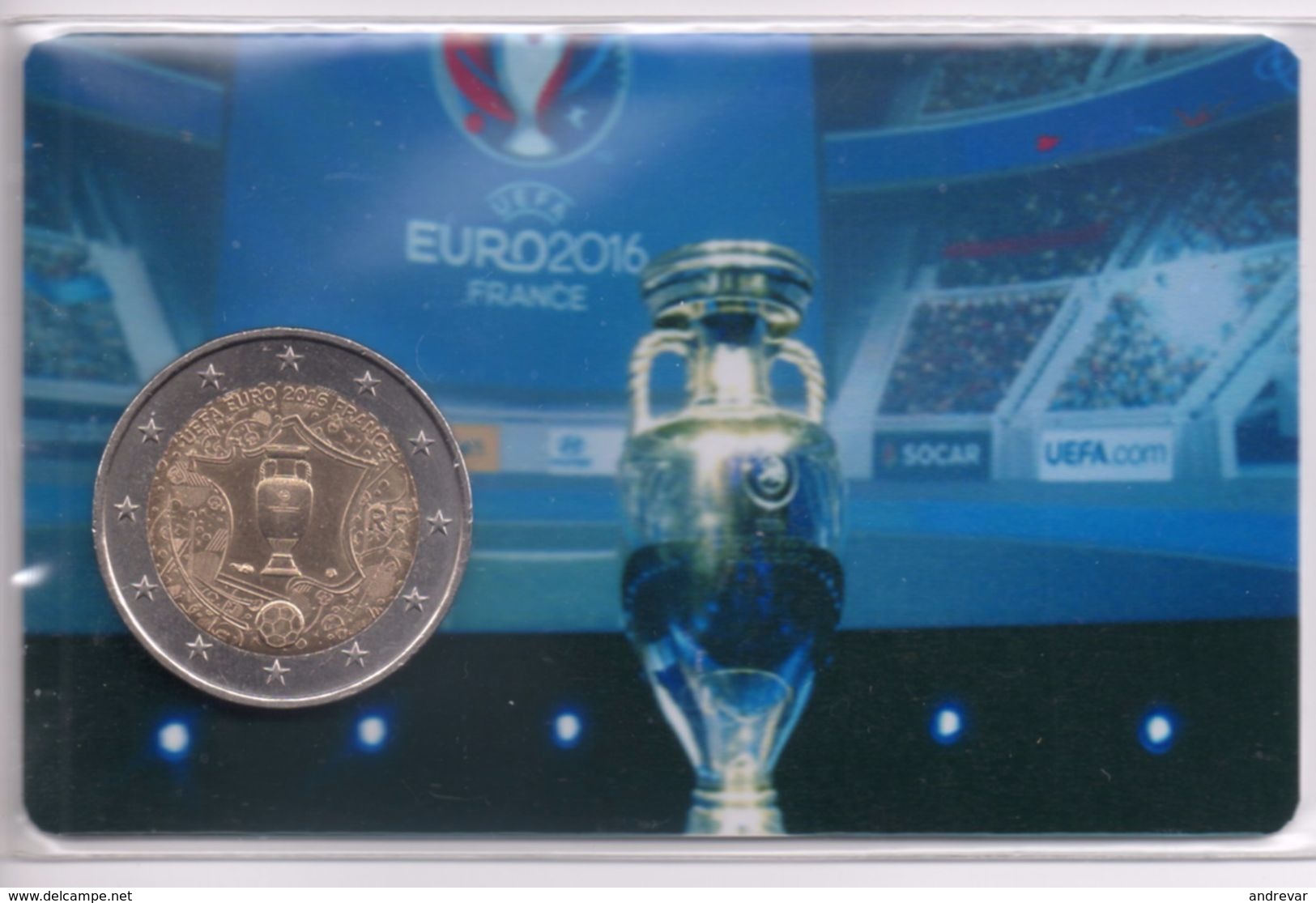 COUPE  Du  MONDE  FOOTBALL  COINCARD : Piéce  NEUVE  2 Euros  2016   ** édition Privée **   Port  OFFERT  - - France