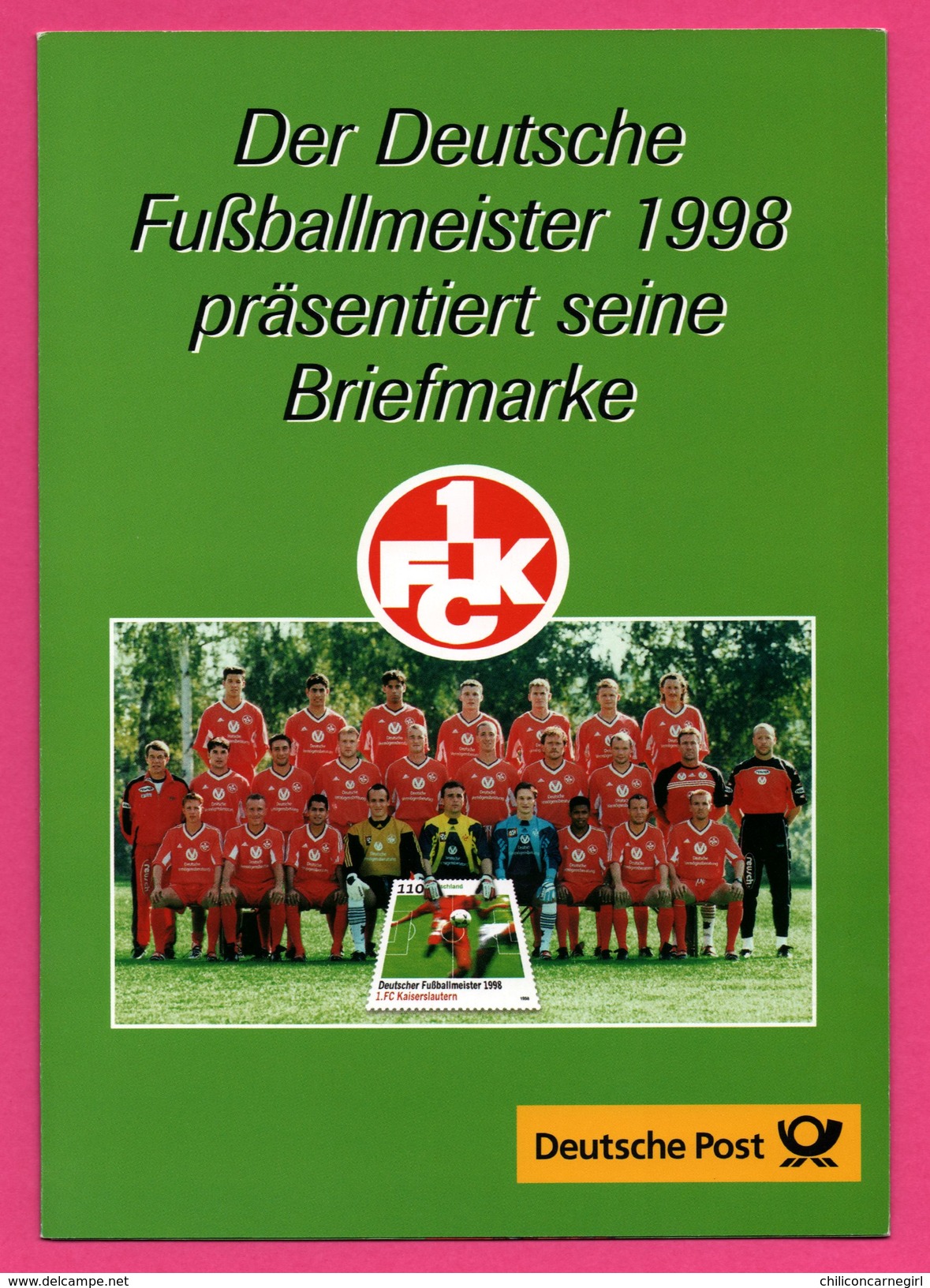 Encart - FDC - Football - Fussballmeister 1998 Präsentiert Seine Briefmarke - LUTZ MENZE - Bonn - 1998 - Clubs Mythiques