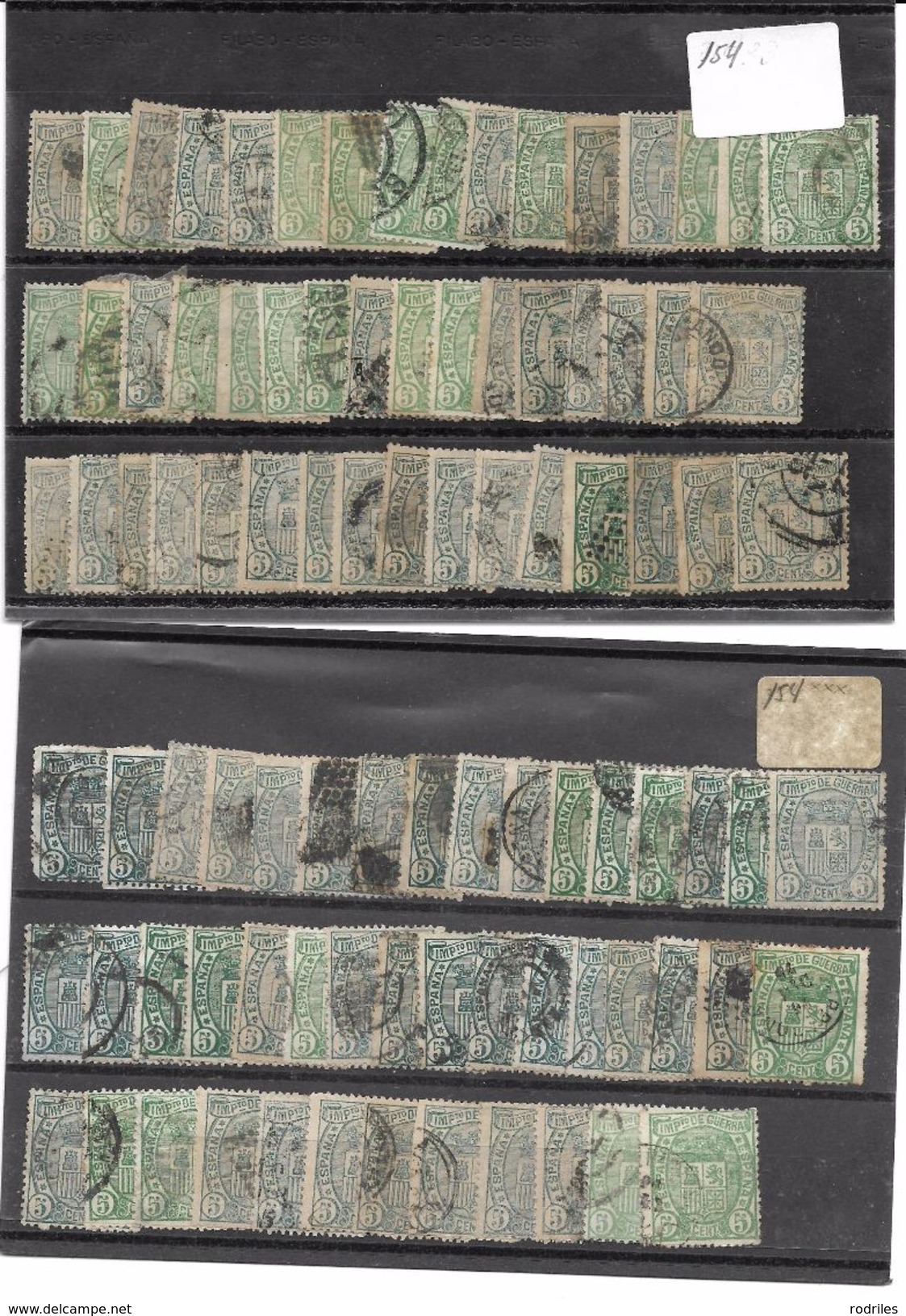 España. Onjunto De 91 Sellos Usados Del 5 Cts Verde. Edifil Nº 154 - Used Stamps