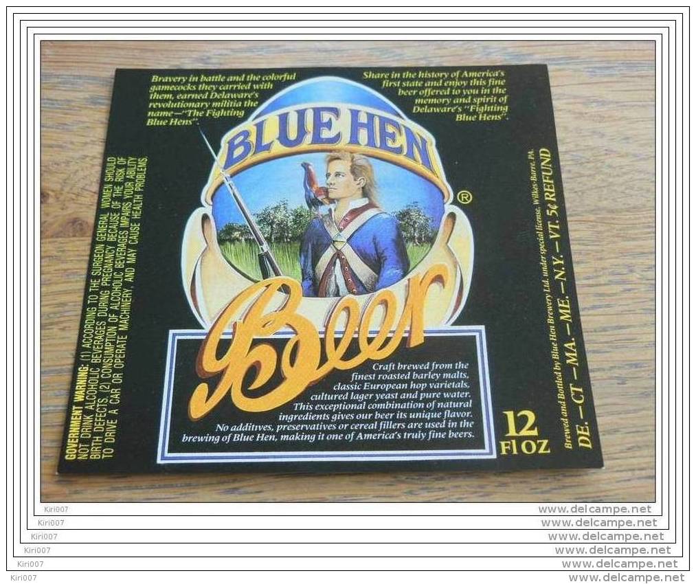 BEER LABEL USA BLEU HEN BEER - Birra