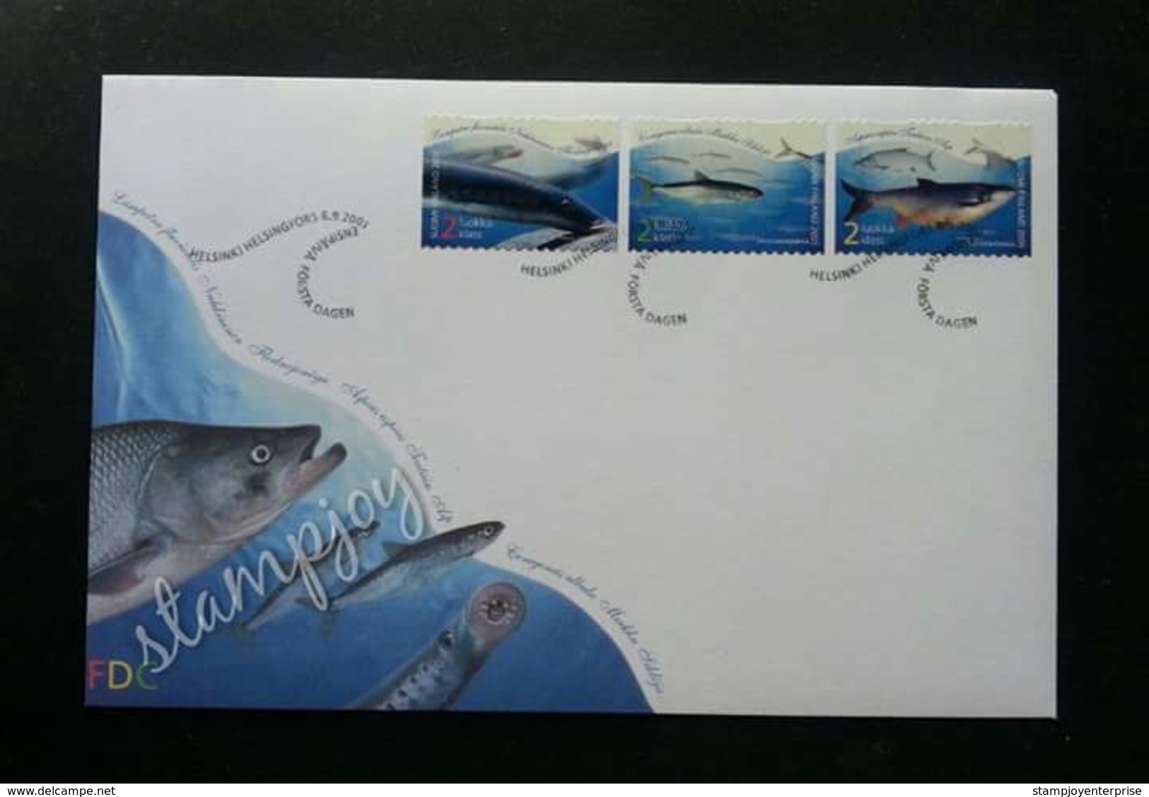 Finland Fish 2001 Marine Life Ocean Underwater (stamp FDC) - Brieven En Documenten