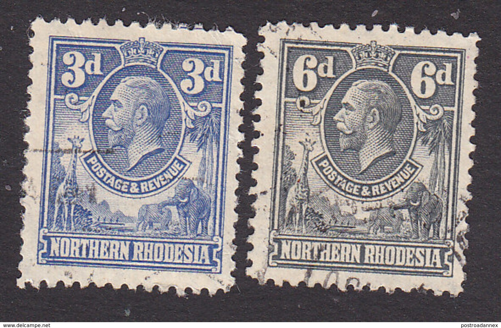Northern Rhodesia, Scott #5, 7, Used, George V, Issued 1925 - Noord-Rhodesië (...-1963)