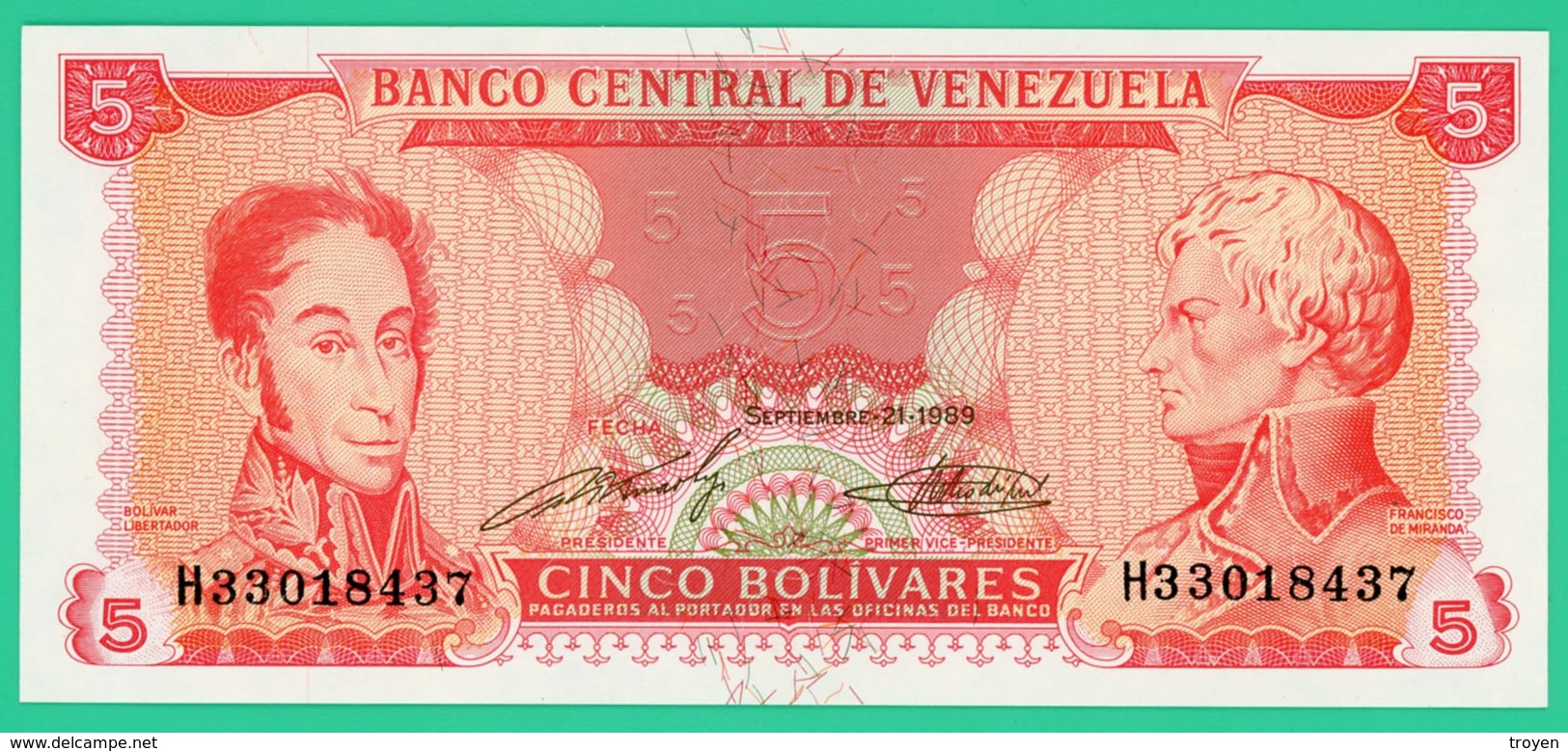 5 Bolivares - Vénézuéla - 1989 - Neuf - N° H33018437 - - Venezuela