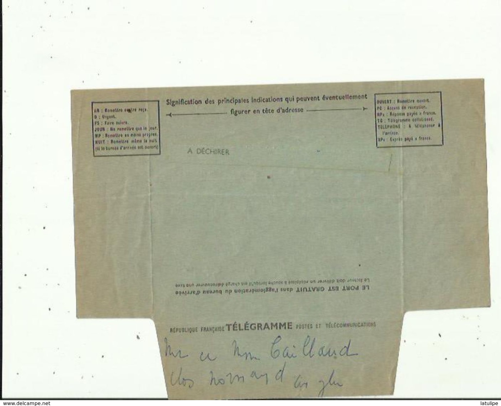 Telegramme De Meilleurs Voeux De Bonheur A L'Occasion Du Mariage De ALAIN CAILLAUX_Bossières En 1961 Voir Scan Details - Boda