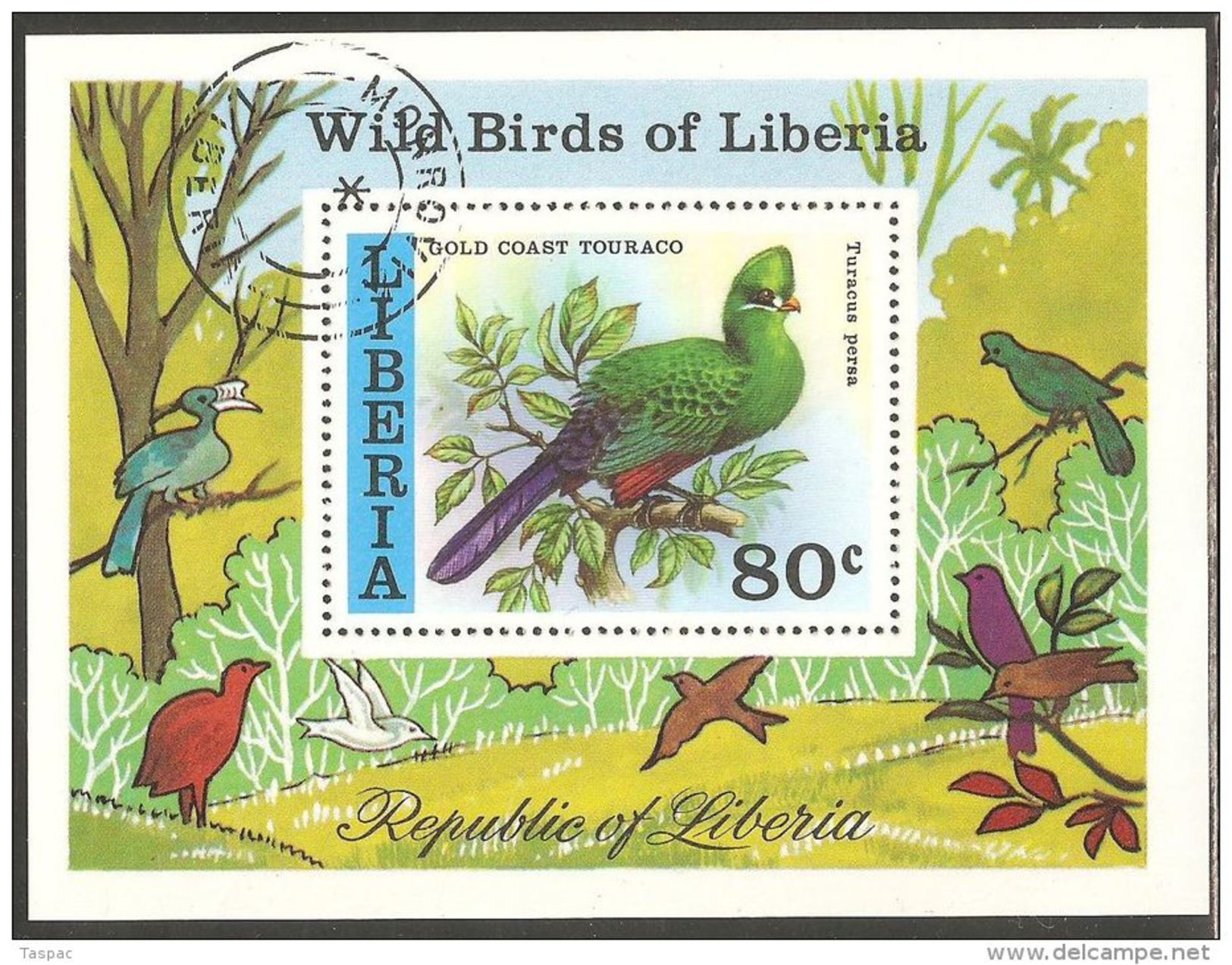 Liberia 1977 Mi# Block 85 Used - Birds Of Liberia / Gold Coast Touraco - Cuco, Cuclillos