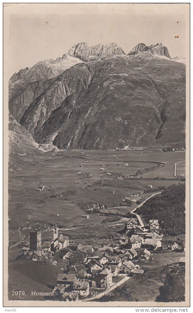 Hospental Uri Switzerland, Panoramic View Of Town, Oberalp, C1910s Vintage Real Photo Postcard - Hospental