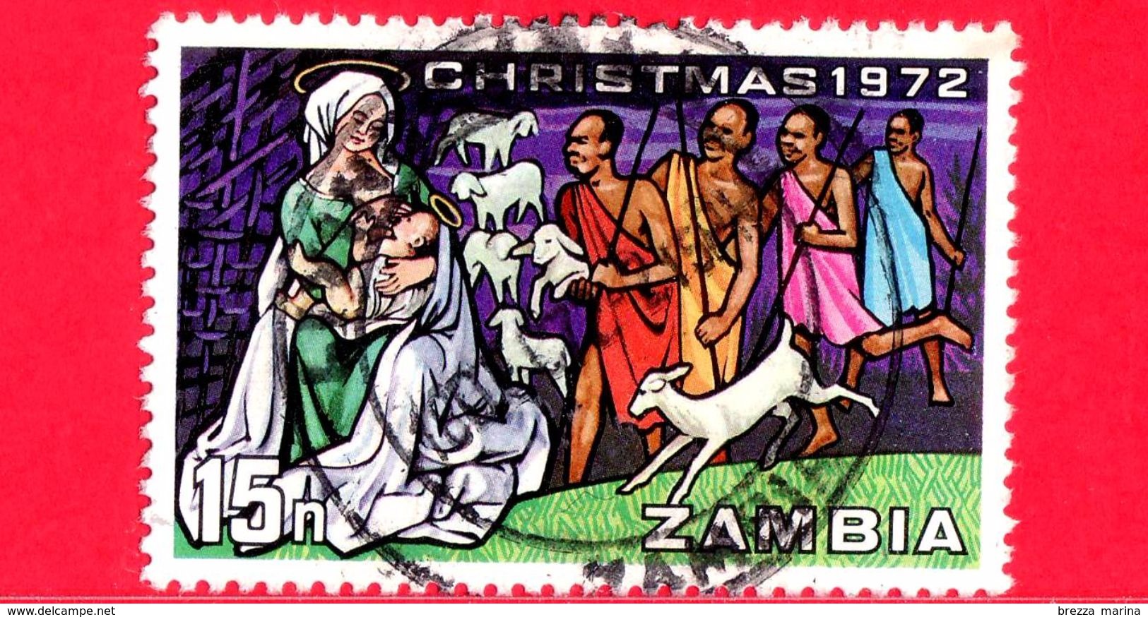 ZAMBIA - Usato - 1972 - Natale - Christmas - Noel - Navidad - Maria E Gesù - 15 - Zambia (1965-...)