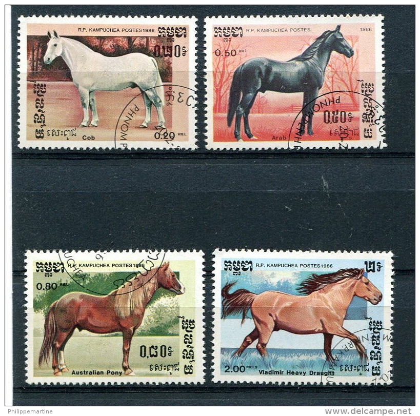 Kampuchea 1986 - YT 611-612-613 Et 616 (o) - Chevaux - Kampuchea