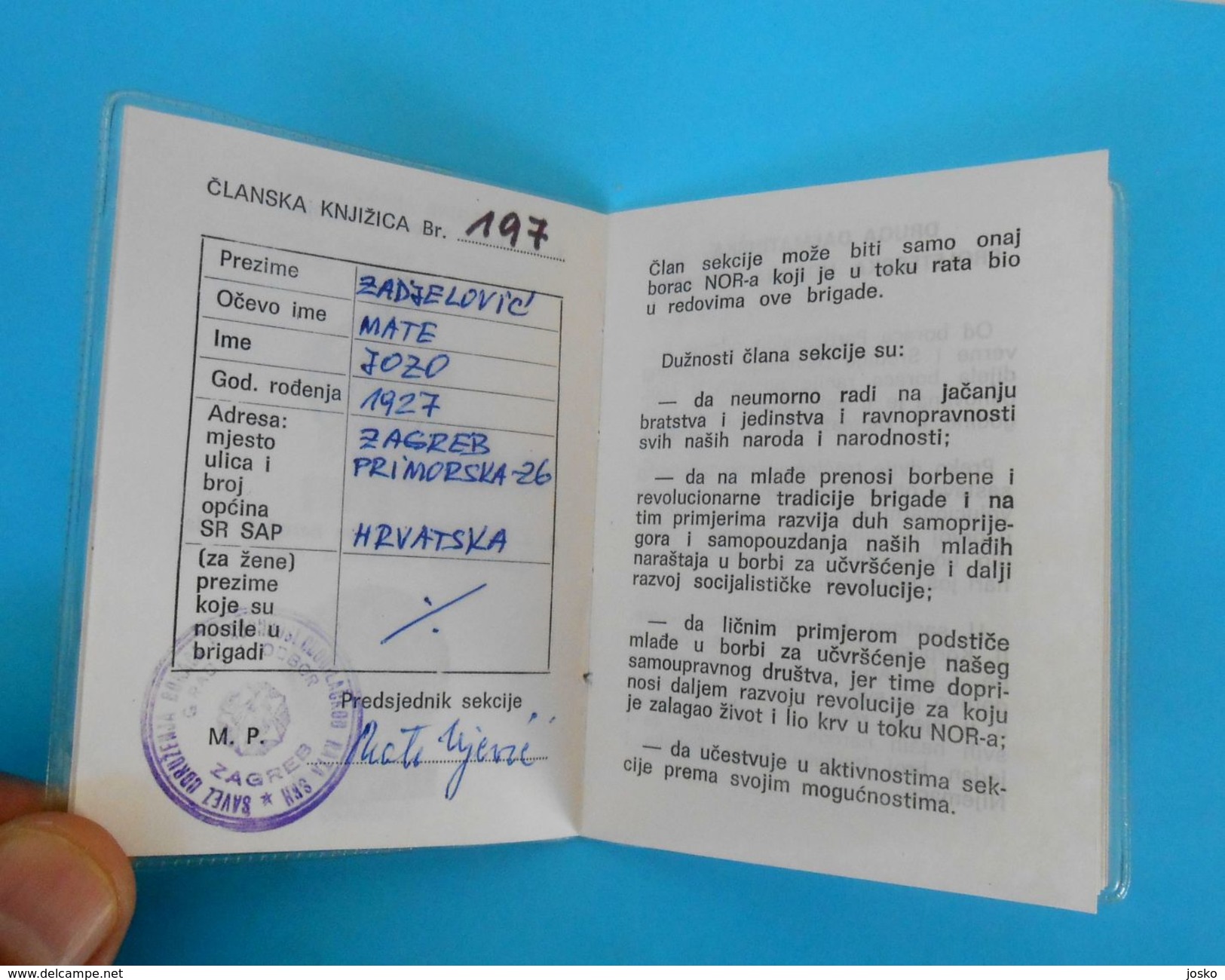 WW2 - Yugoslavia Partisans Army 2. DALMATINSKA PROLETERSKA UDARNA BRIGADE ID Card Partisan Partizan Partizans Partigiano - Historical Documents