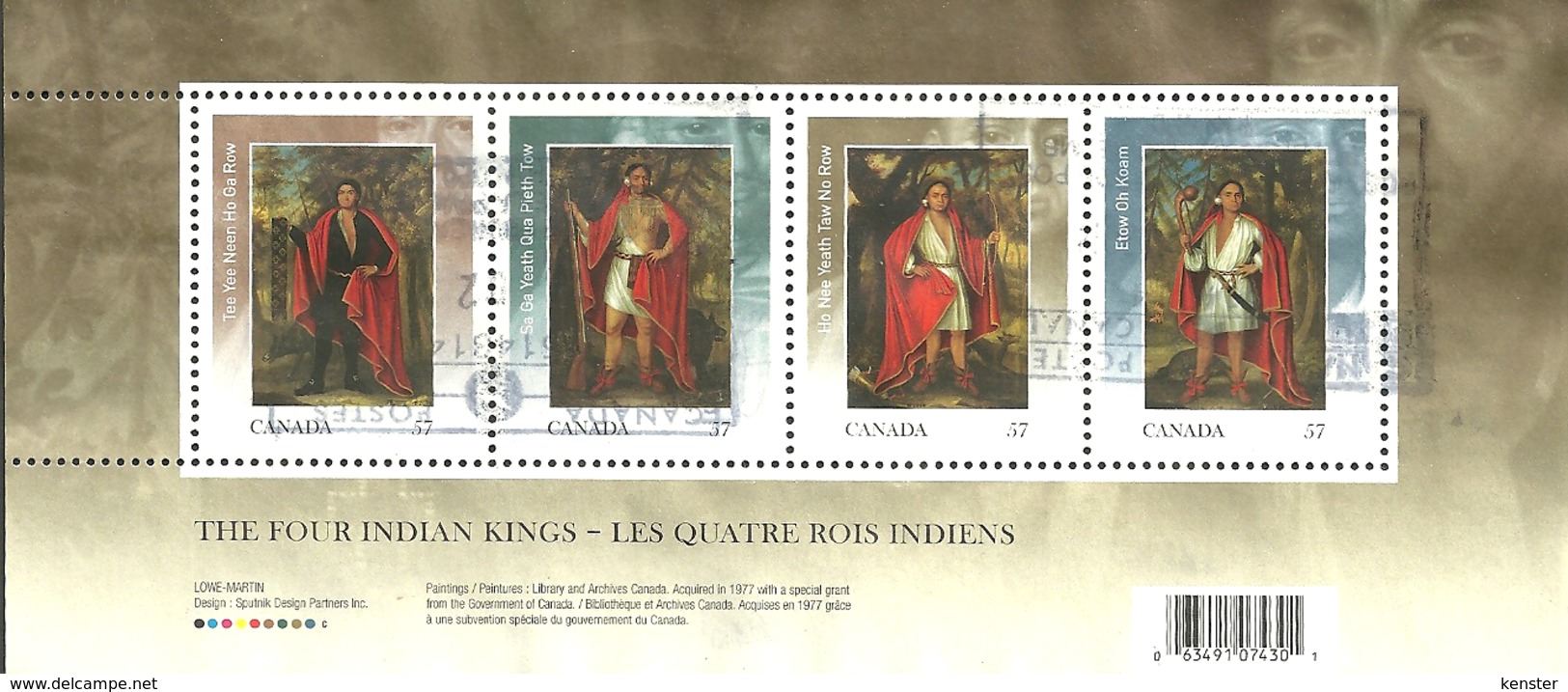 Sc # 2383b Four Indian Kings Souvenier Sheet Used 2010 D003 - Used Stamps