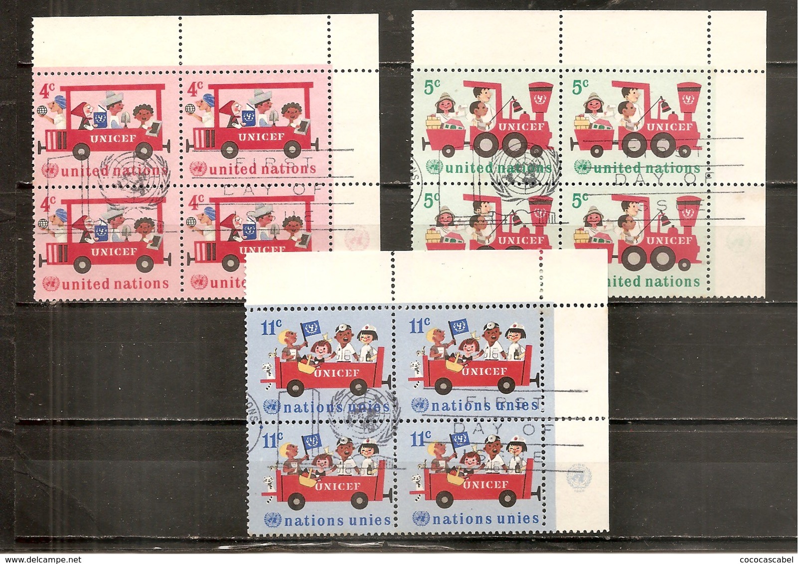 Naciones Unidas  Yvert  156-58 (x4) (usado) (o) - Used Stamps