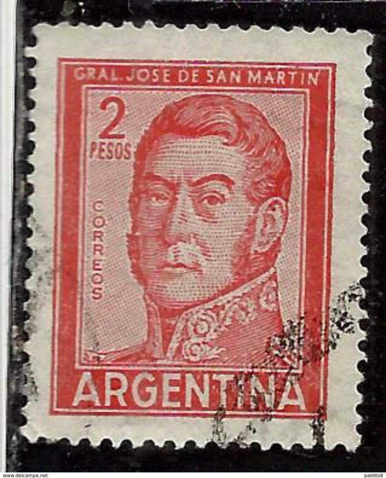 ARGENTINA 1959 1970 1961 JOSE DE SAN MARTIN 2p USATO USED OBLITERE' - Usati