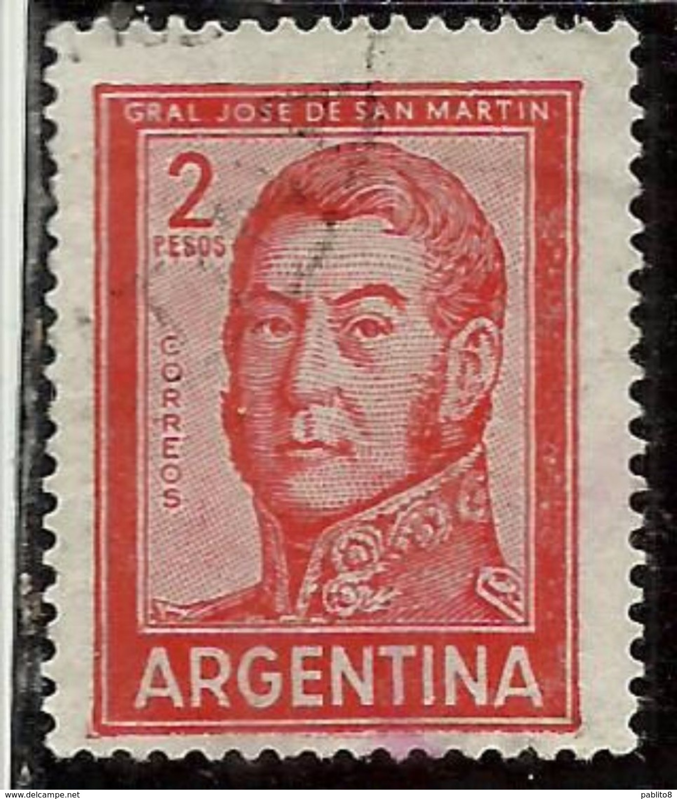 ARGENTINA 1959 1970 1961 JOSE DE SAN MARTIN 2p USATO USED OBLITERE' - Gebruikt
