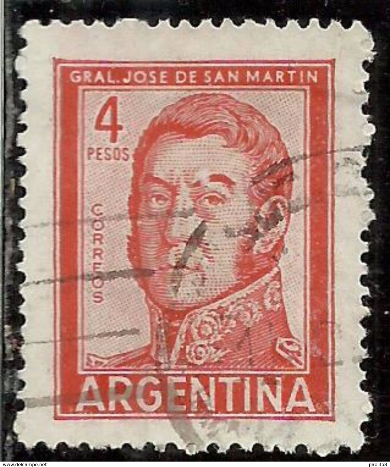 ARGENTINA 1959 1970 1962 JOSE DE SAN MARTIN 4p USATO USED OBLITERE' - Usati