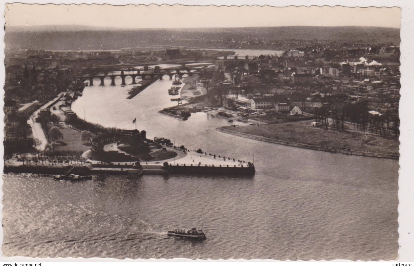 DEUTSCHLAND,allemagne,coblence,koblenz,hauptahnhof , Prés De Bonn,VUE AERIENNE,1956,CARTE PHOTO - Koblenz