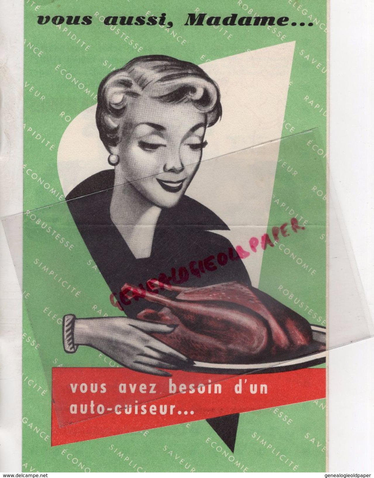 PUBLICITE COCOTTE  BONNE FEMME -AUTOCUISEUR  CUISINE -1955 - Werbung