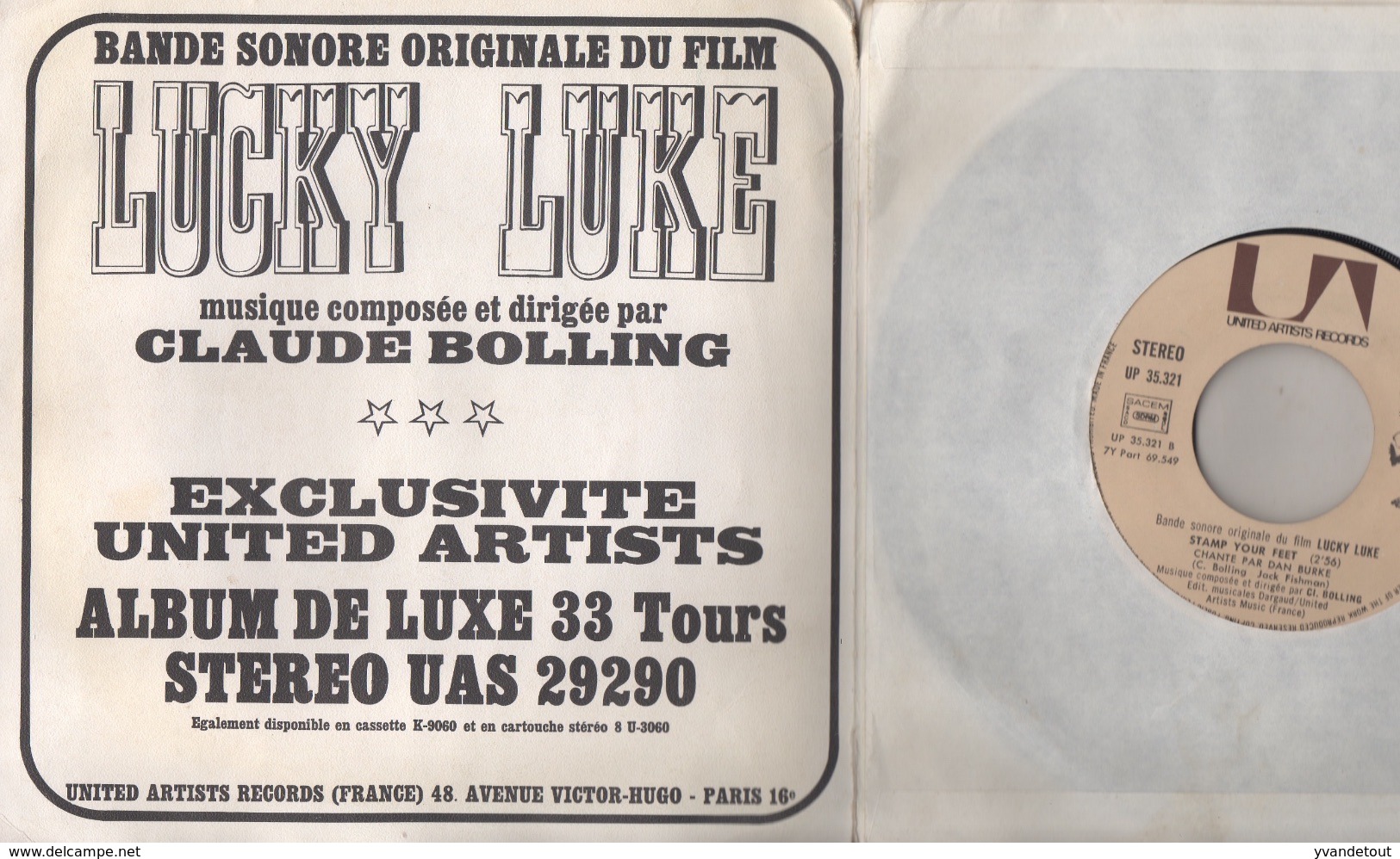 Lucky Luke. Claude Bolling. Bande Sonore Originale Du Film. Morris Goscinny Et Pierre Tchernia. 45T - 45 Toeren - Maxi-Single