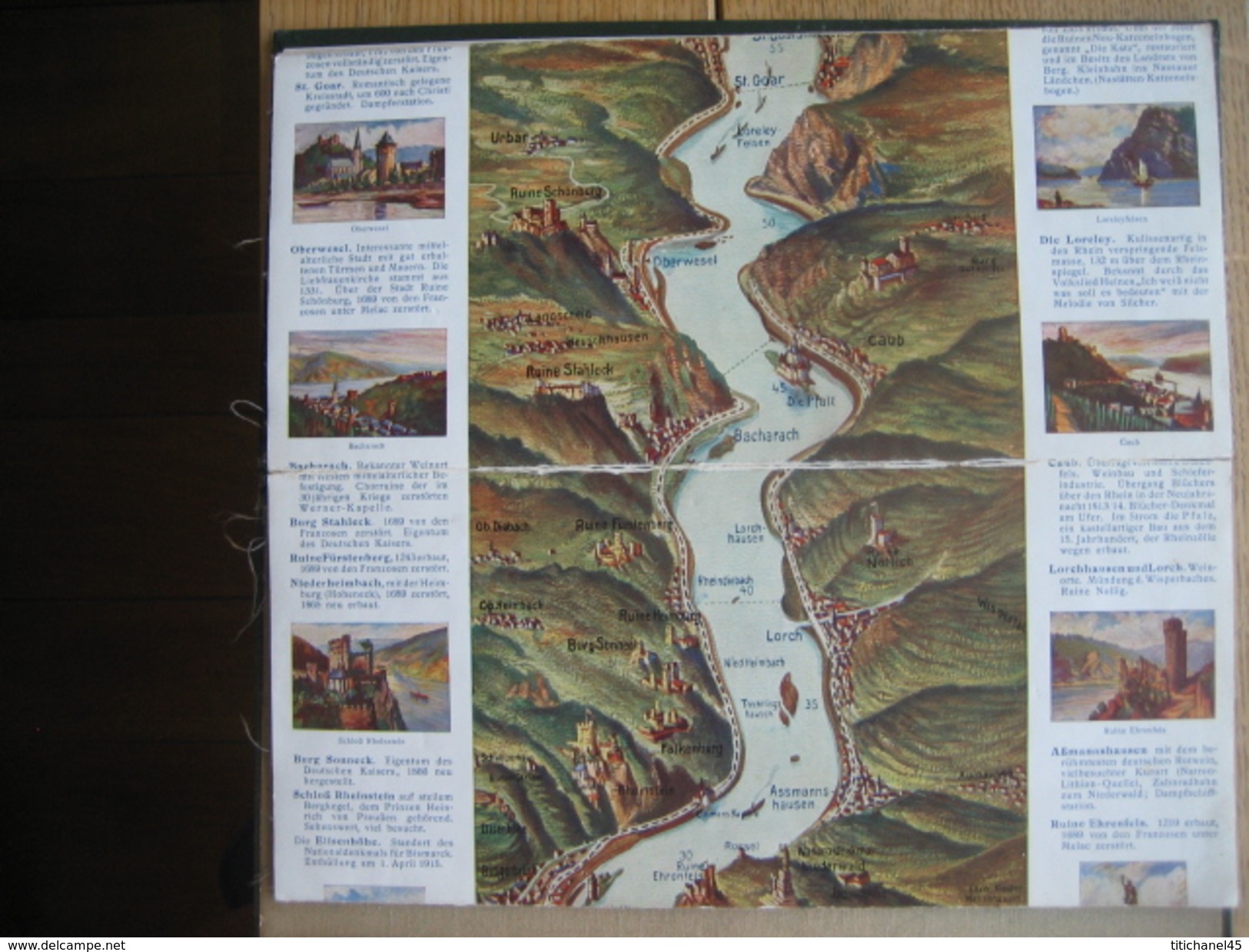 RHEINLAUF VON MAINZ BIS KÖLN - Geographische Karte auf Leinwand (186 x 28 cm) - Verlag von Karl RUD. Bremer, Köln - 1910